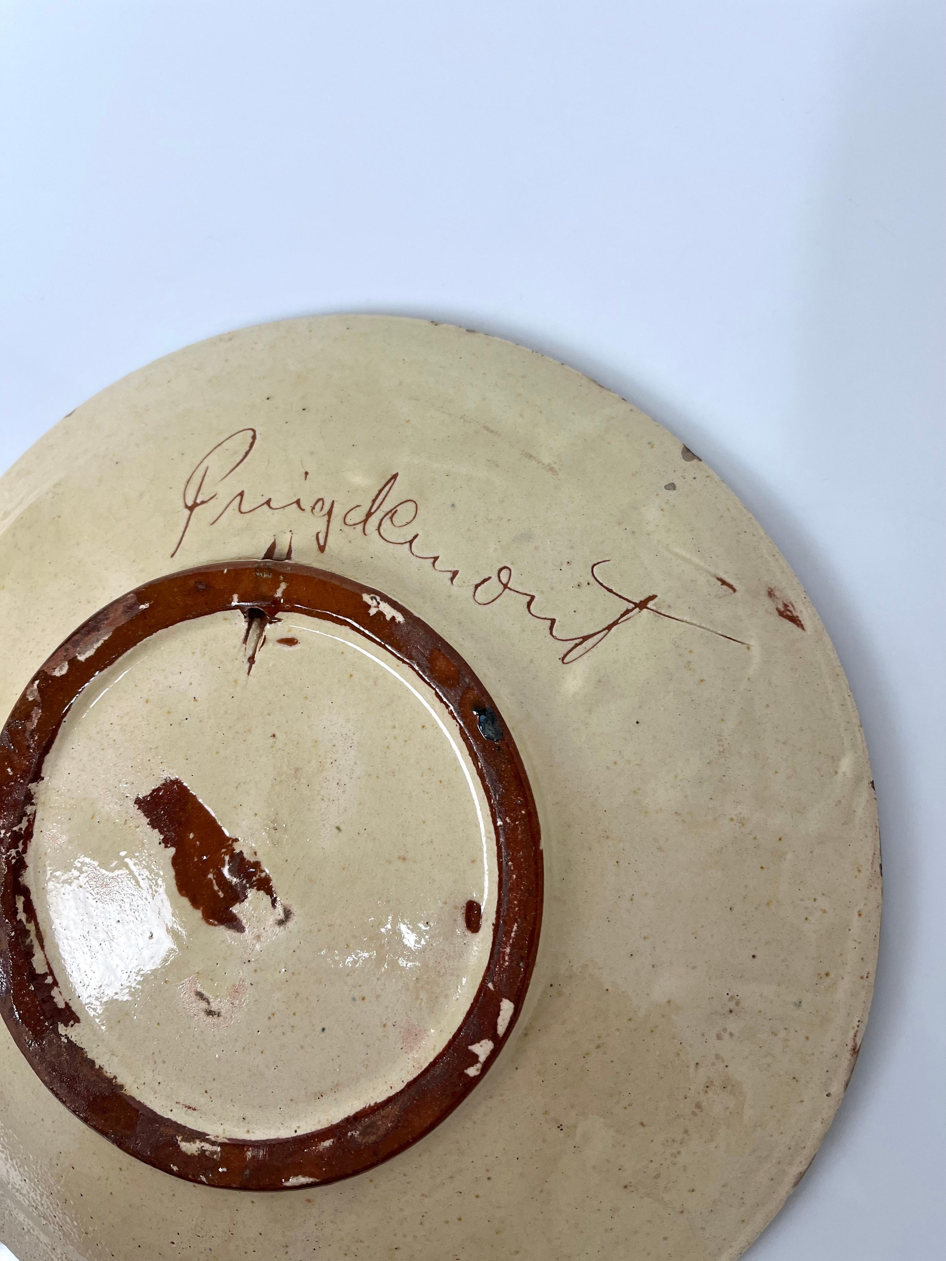 Dekorativer Keramikteller von Puigdemont (signiert), 60er Jahre im Angebot 1