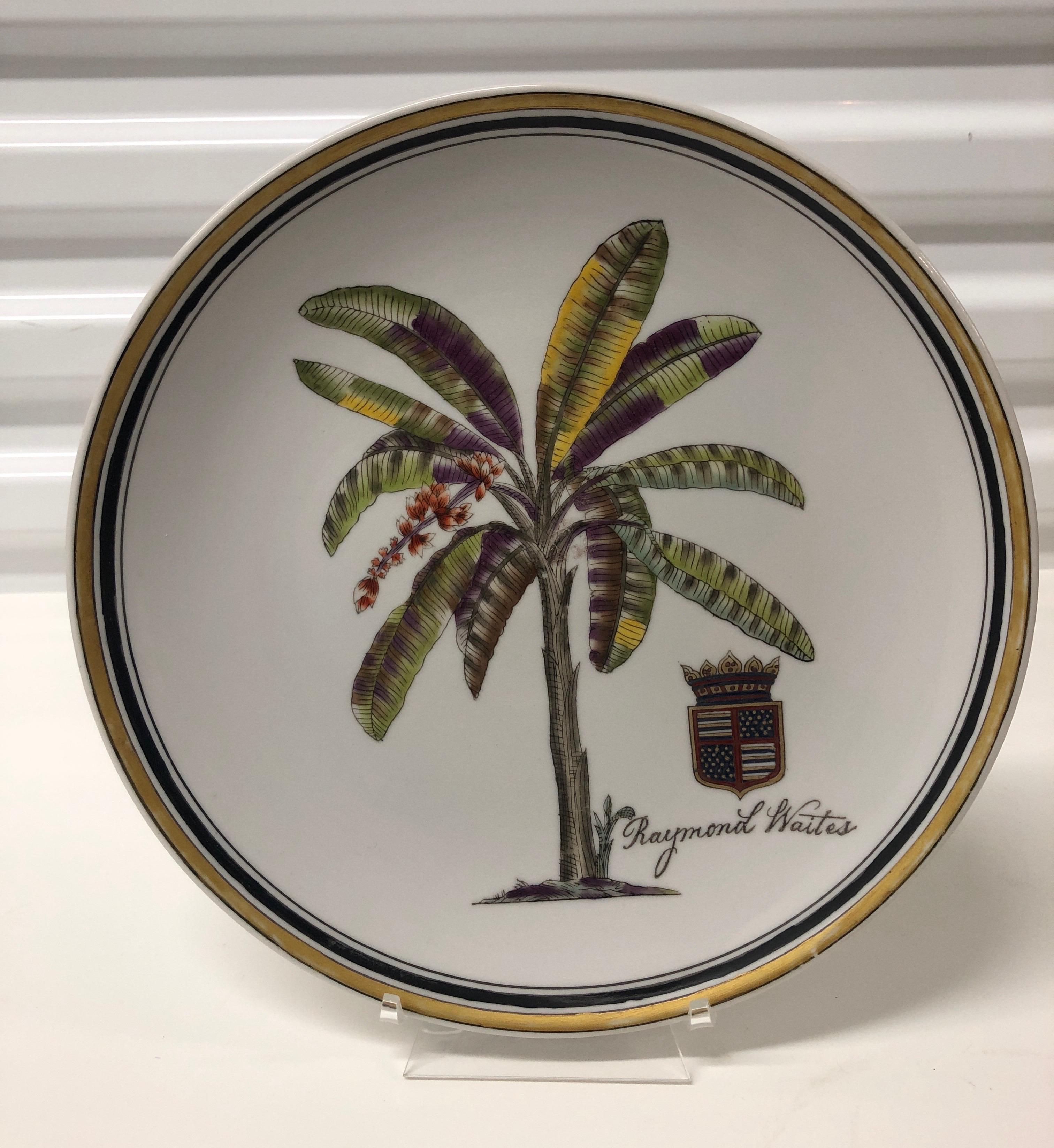 Decorative ceramic plate by Raymond Waites
Depicting tropical palm tree and coat of arms.