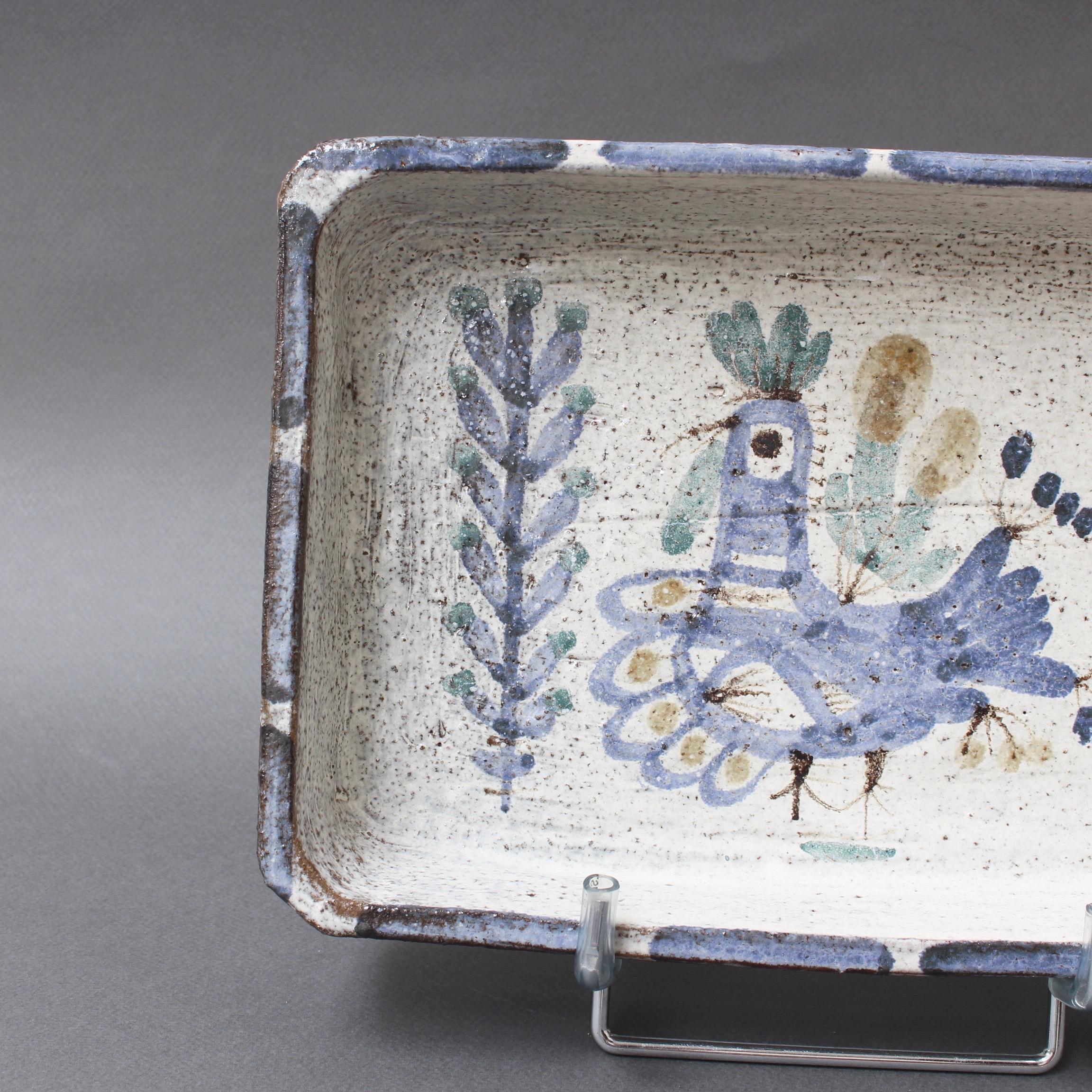 Decorative Ceramic Rectangular Dish by Gustave Reynaud, Le Mûrier, 'circa 1950s' 4