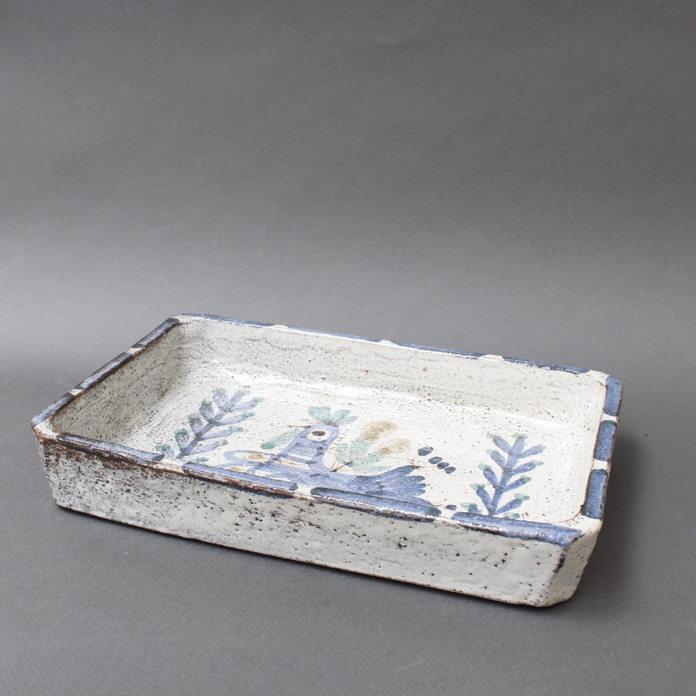 Decorative Ceramic Rectangular Dish by Gustave Reynaud, Le Mûrier, 'circa 1950s' 6