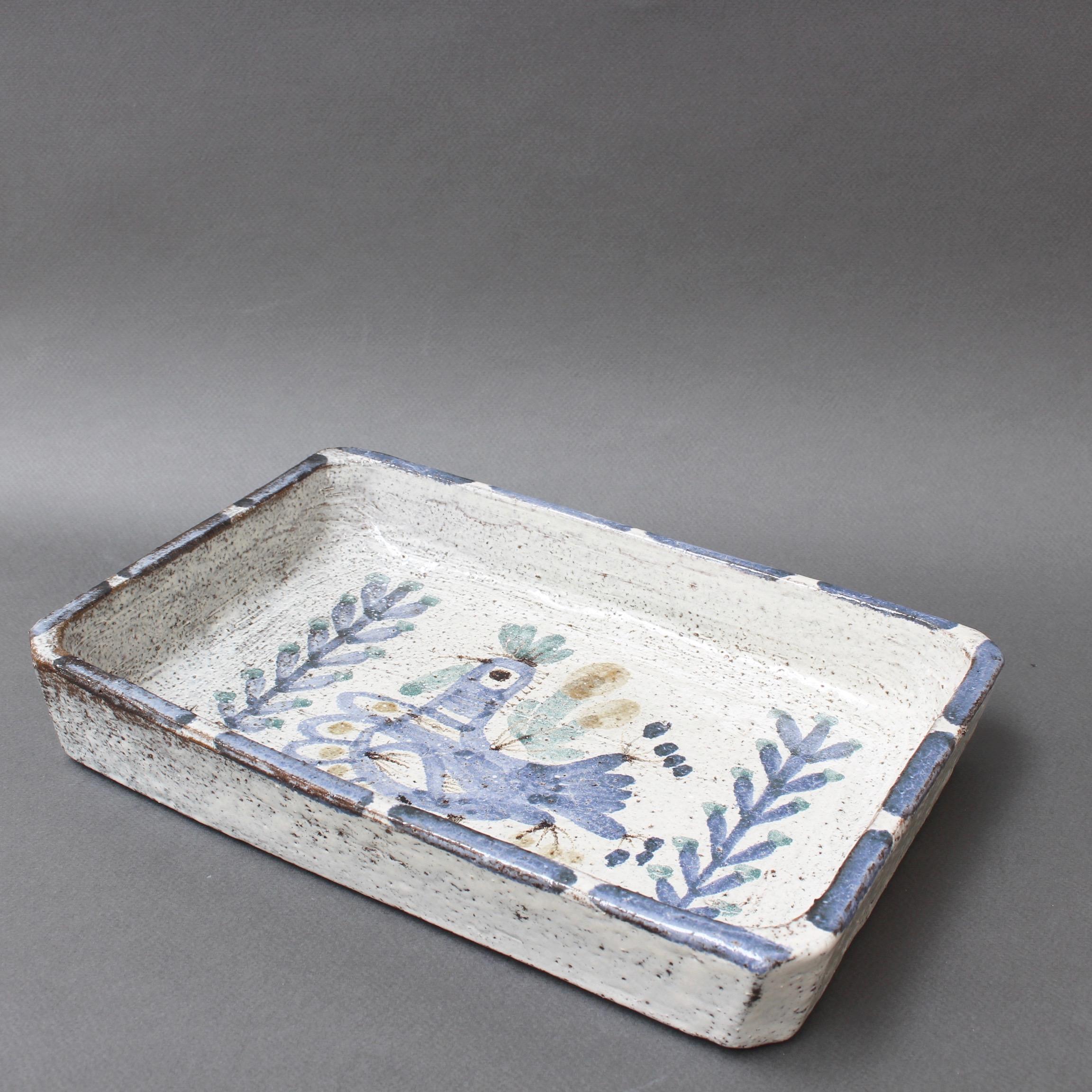 Decorative Ceramic Rectangular Dish by Gustave Reynaud, Le Mûrier, 'circa 1950s' 7