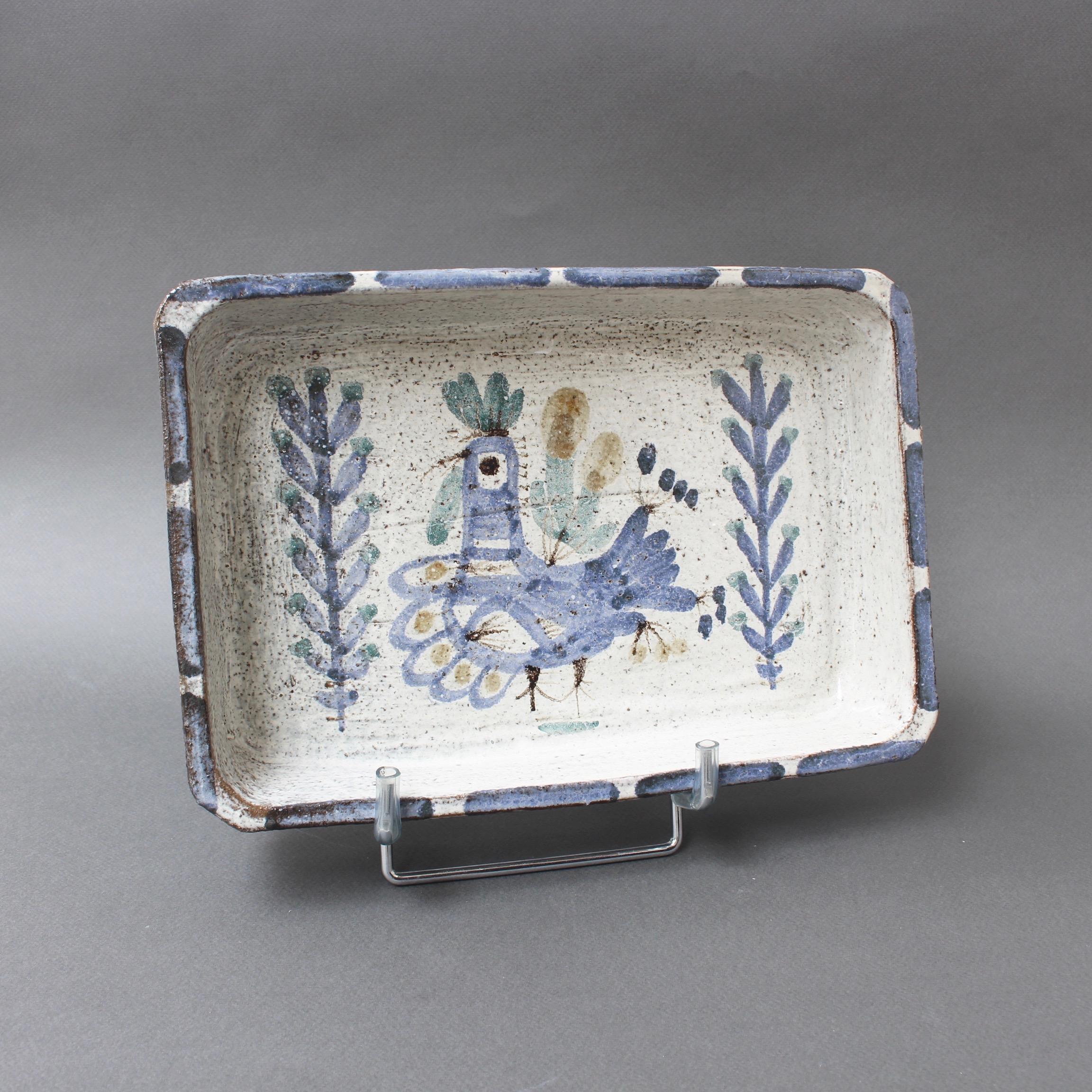 Decorative Ceramic Rectangular Dish by Gustave Reynaud, Le Mûrier, 'circa 1950s' 2