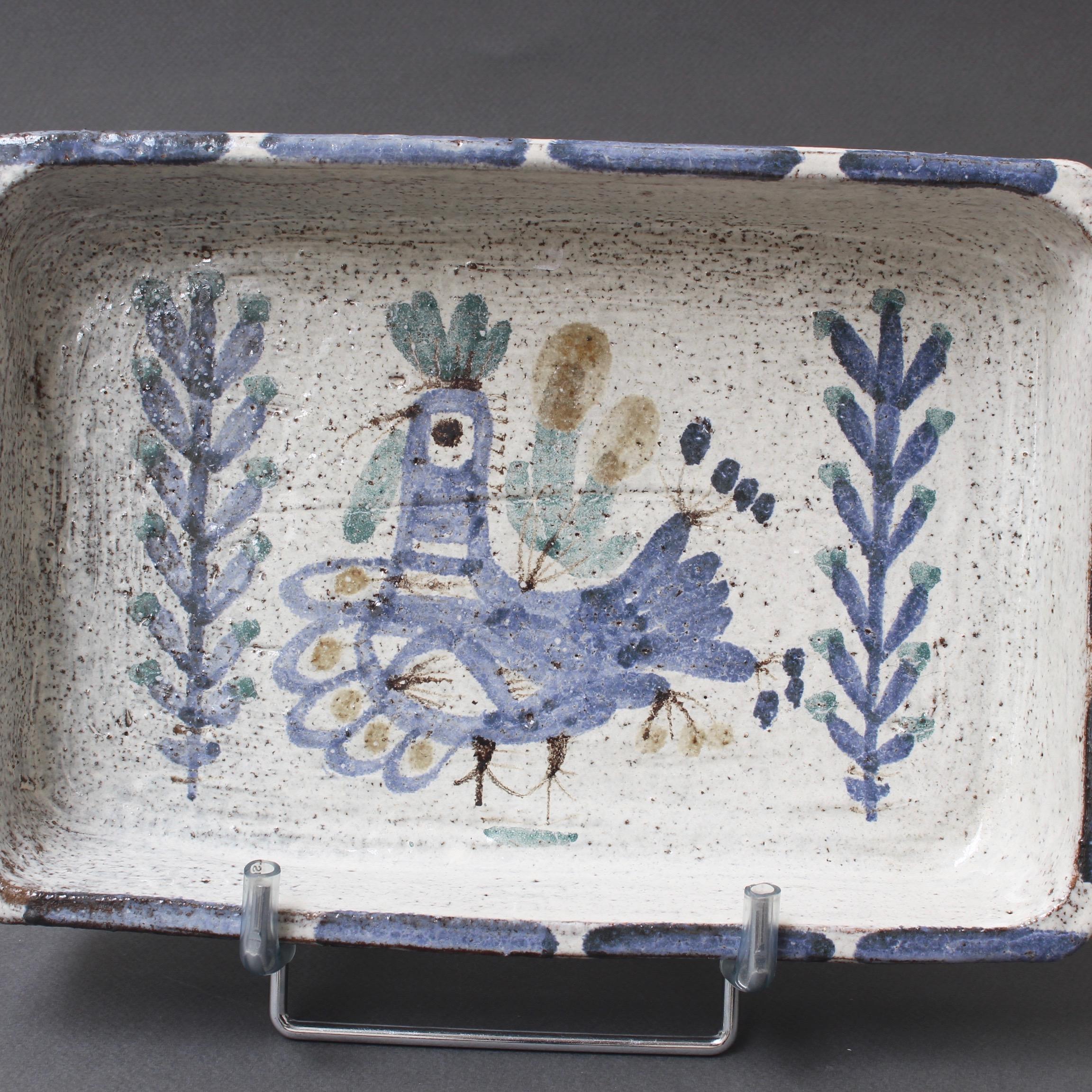 Decorative Ceramic Rectangular Dish by Gustave Reynaud, Le Mûrier, 'circa 1950s' 3