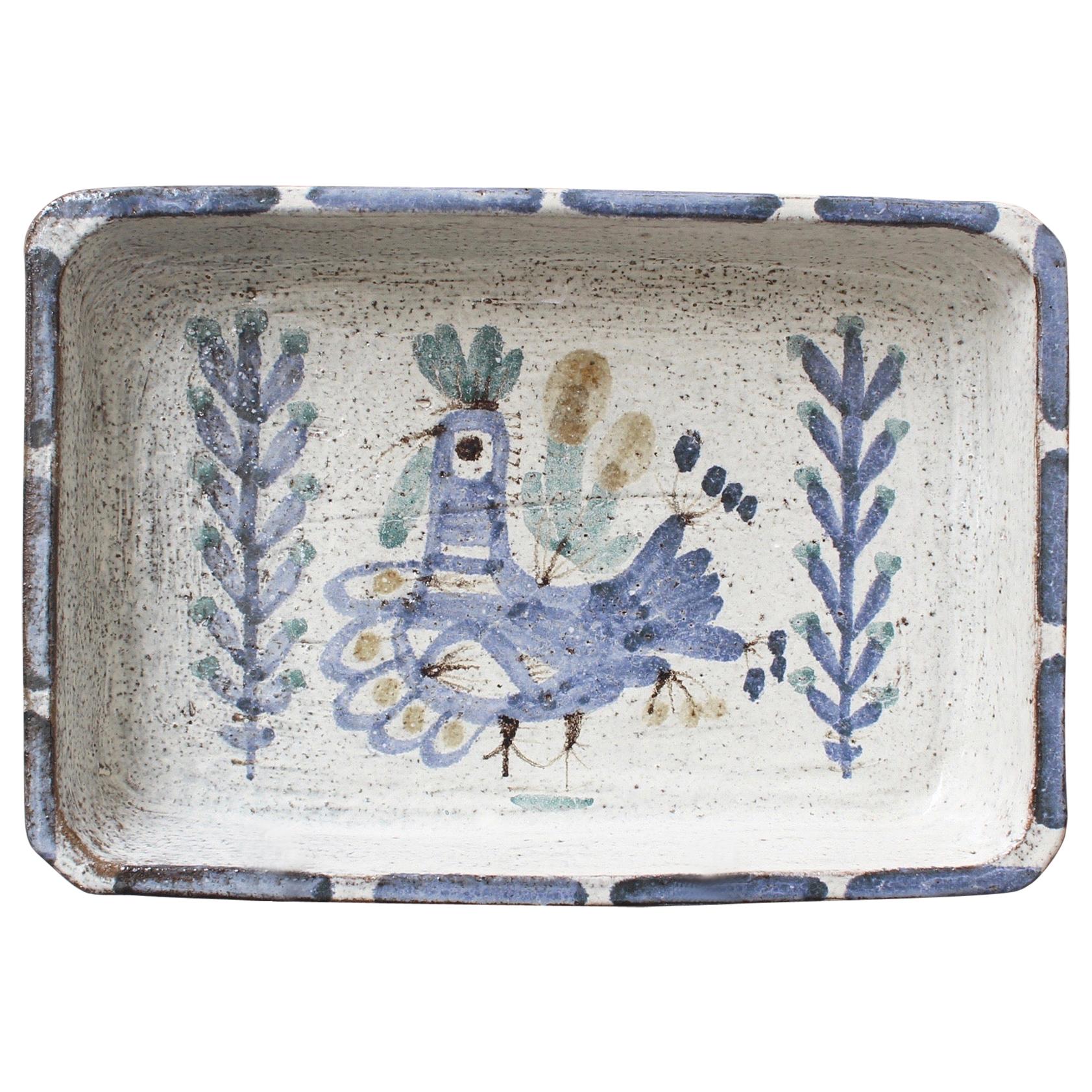 Decorative Ceramic Rectangular Dish by Gustave Reynaud, Le Mûrier, 'circa 1950s'