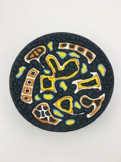 Mid-Century Pebble Glazed Colorful Abstract Decor Ceramic Wall Plate 1960s