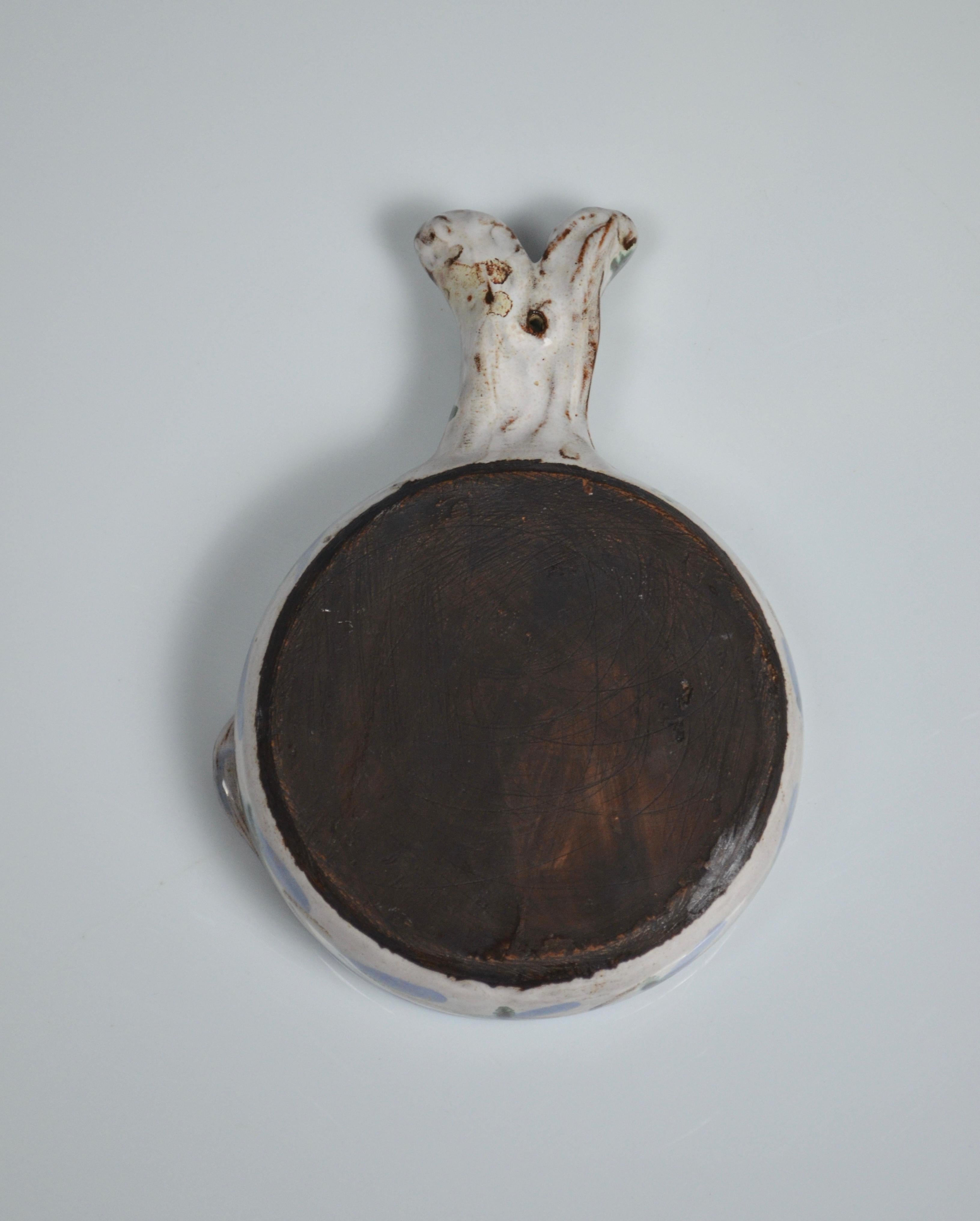 Decorative ceramic skillet/pan, Vallauris, attributed to Albert Thiry, 1960s For Sale 3