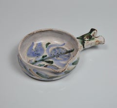 Decorative ceramic skillet/pan, Vallauris, attributed to Albert Thiry, 1960s