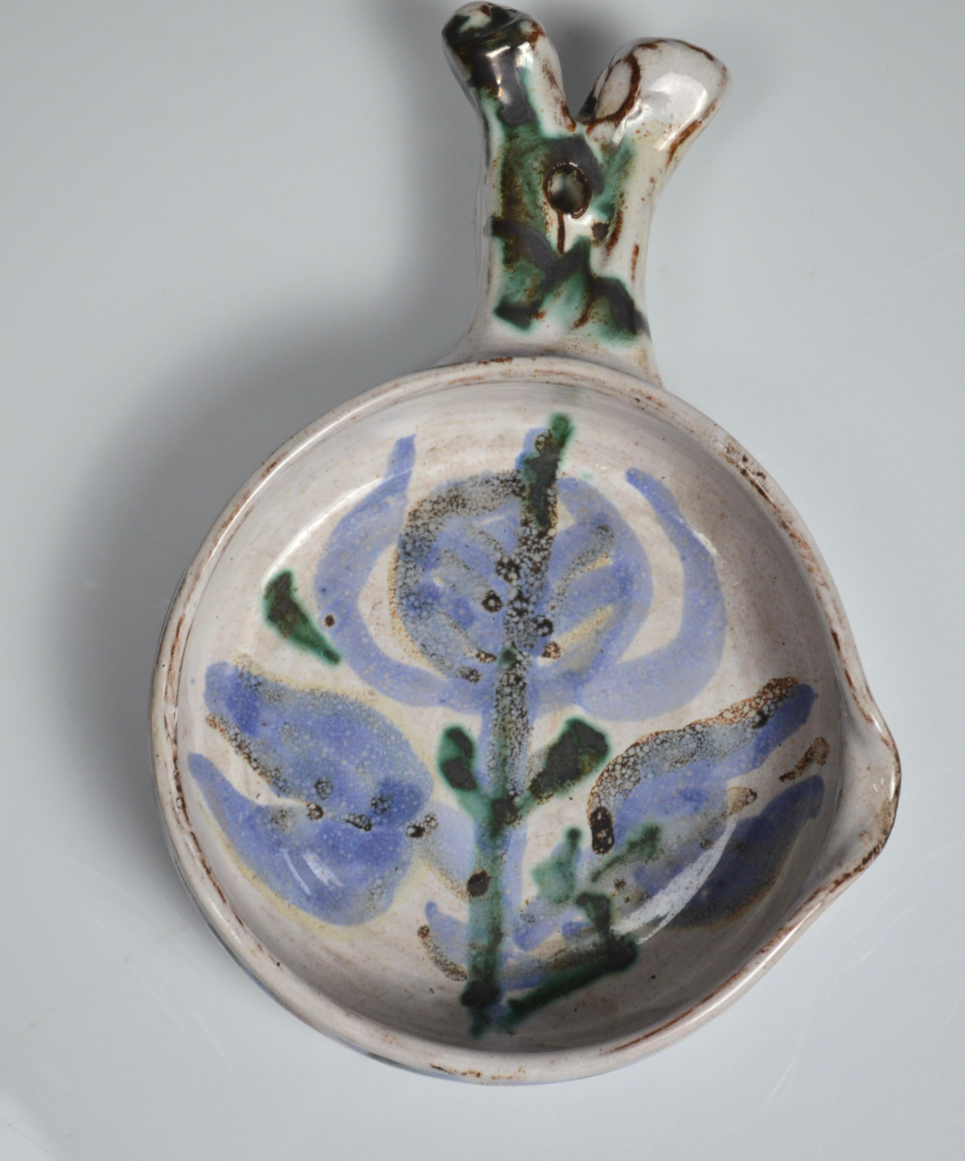Decorative ceramic skillet/pan, Vallauris, attributed to Albert Thiry, 1960s For Sale 1
