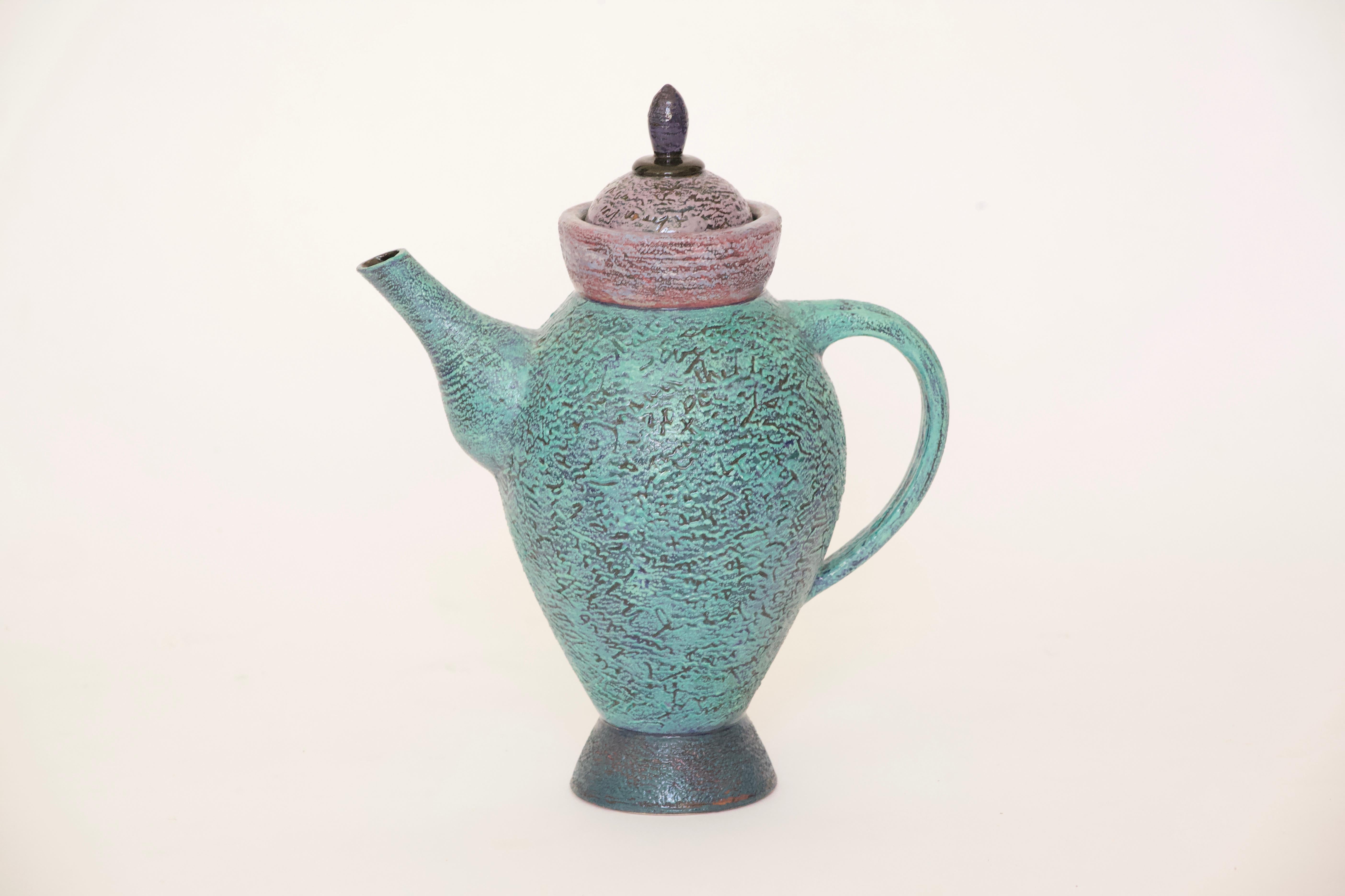 Arts and Crafts Decorative Ceramic Teapot by Studio Artist Michel Conroy Number 2 of 14 For Sale