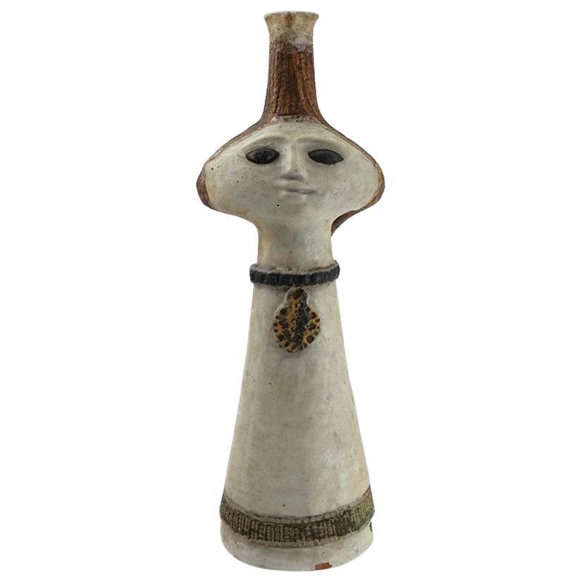 Decorative Female Figure Ceramic Table Vase by F. Spizzico, 1970s For Sale