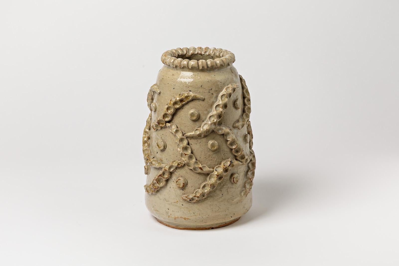 20th Century Decorative Ceramic Vase by French Artist André Rozay Postwar Pottery La Borne