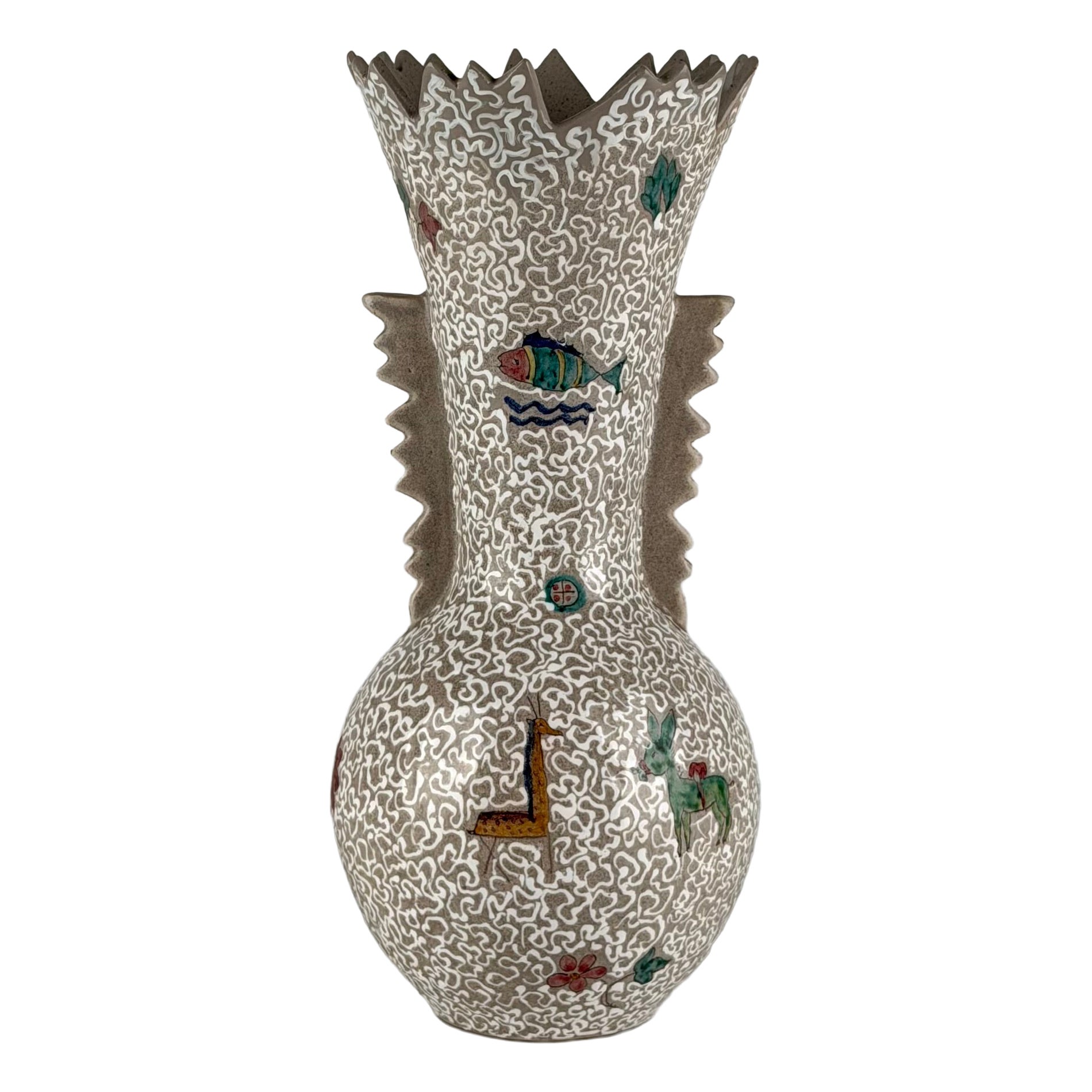 Decorative Ceramic Vase, Gualdo Tadino / Deruta, attributed to G. Molaroni, 1960 For Sale
