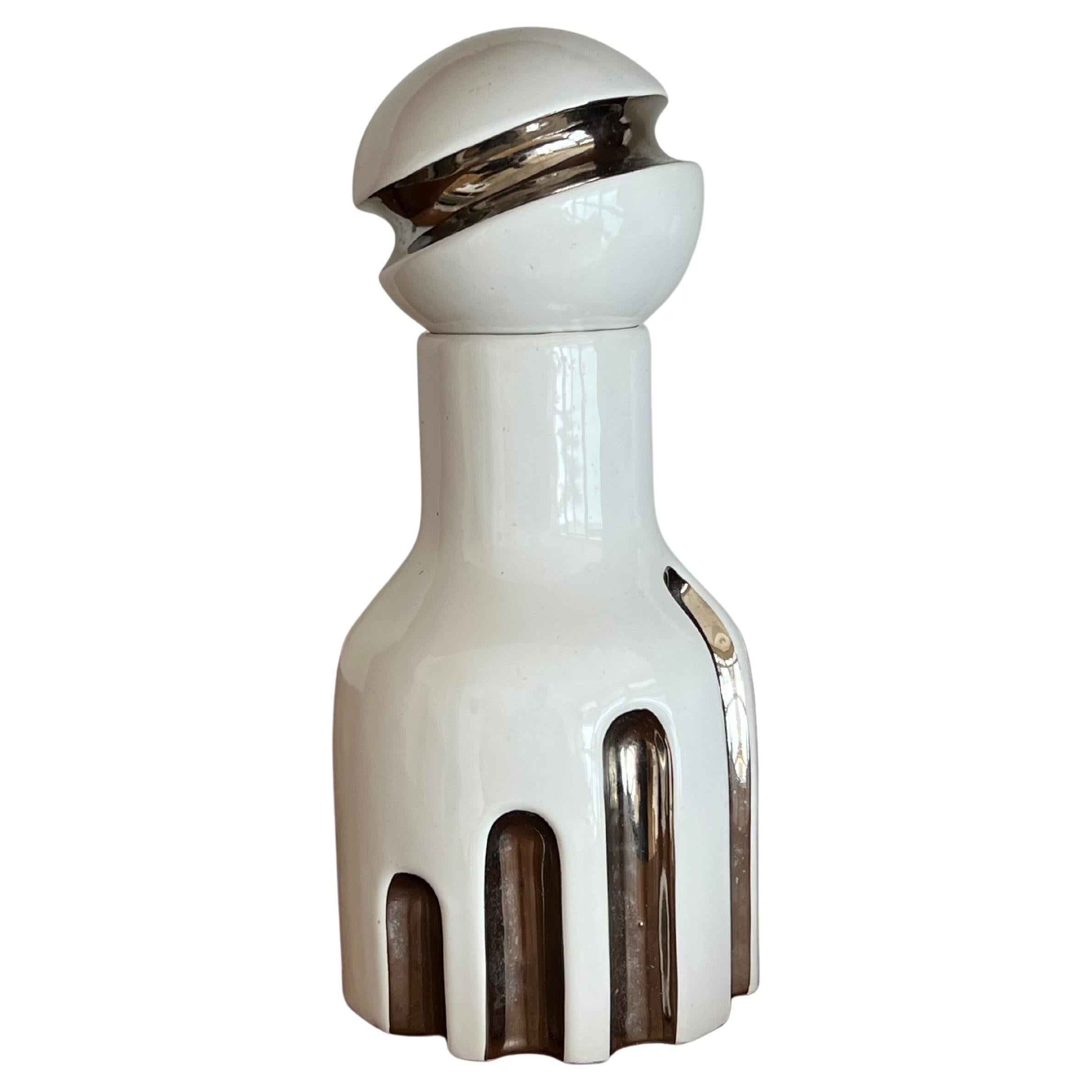 Decorative Ceramic Vase , white glazed, Scultptural Totem, 1970's Ceramic