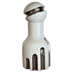 Decorative Ceramic Vase , white glazed, Scultptural Totem, 1970's Ceramic