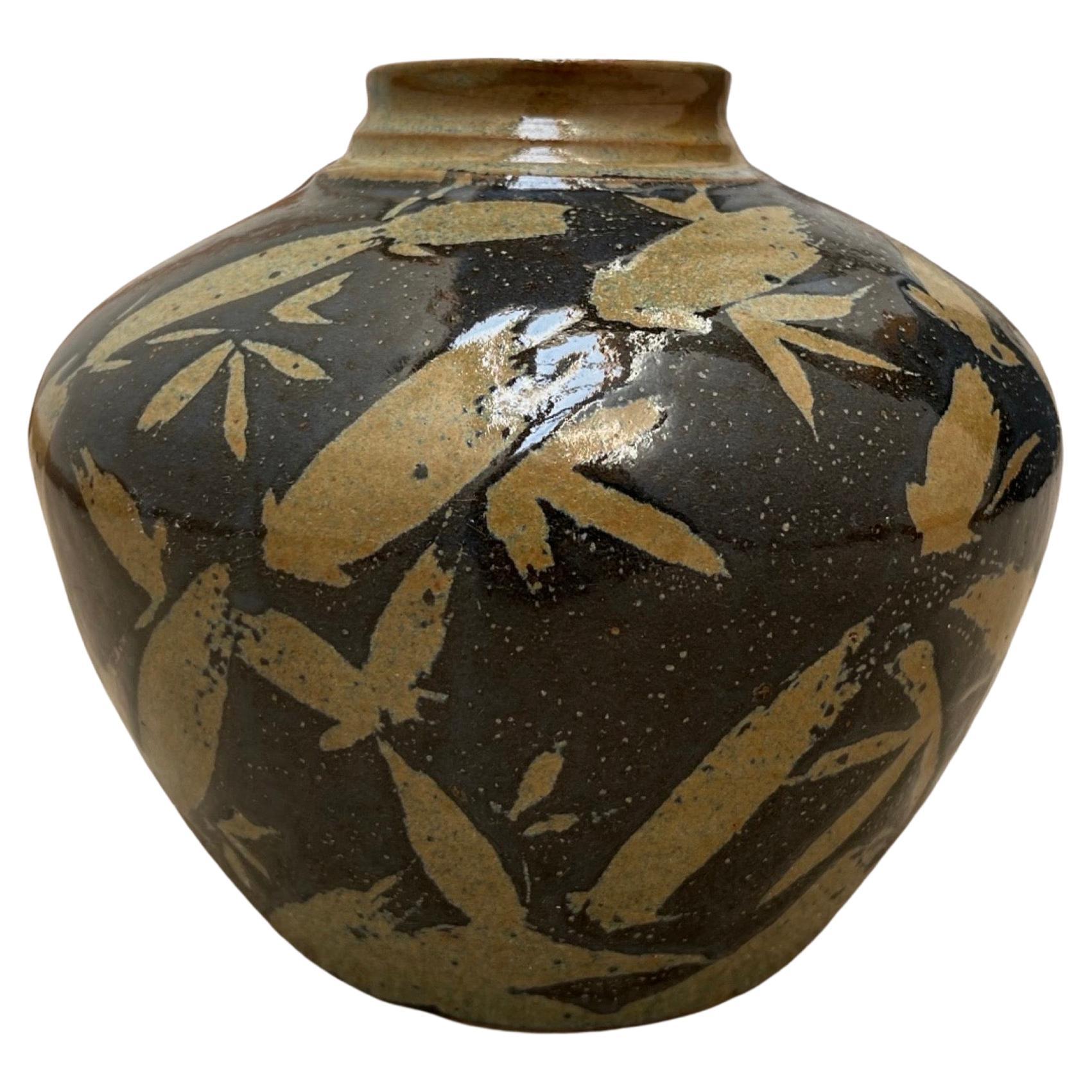 Decorative Ceramic Vase with Asian Motif