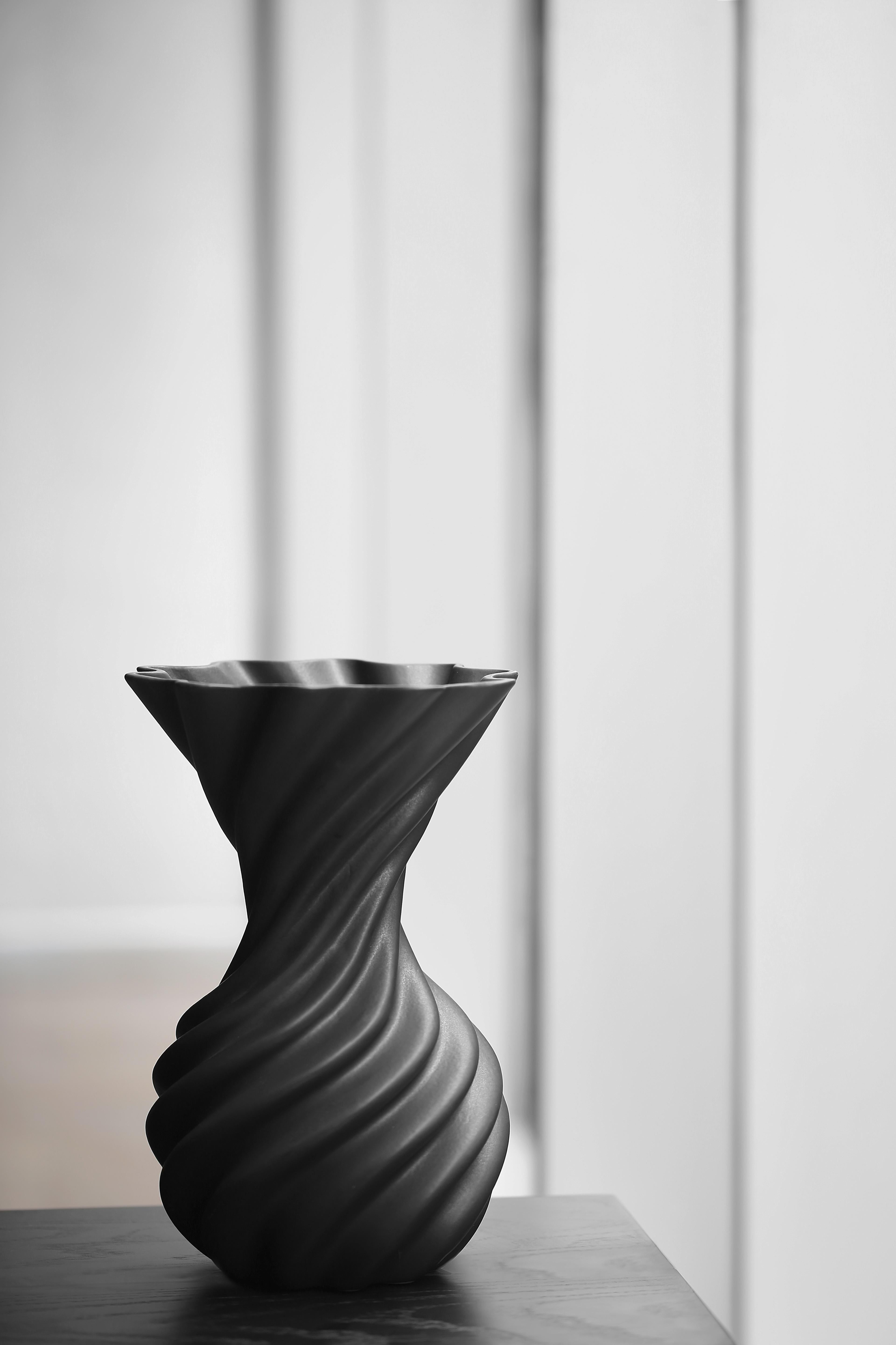 Contemporary Decorative Ceramic Vase with Black Matte Glaze, Miss Jolie by Joel Escalona