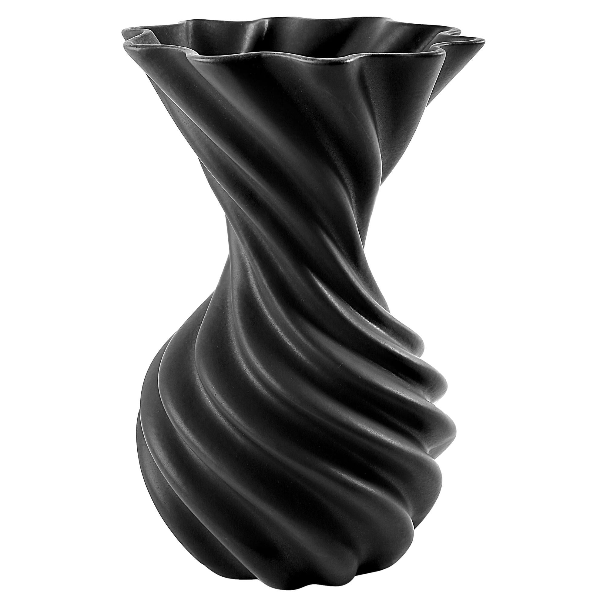 Decorative Ceramic Vase with Black Matte Glaze, Miss Jolie by Joel Escalona