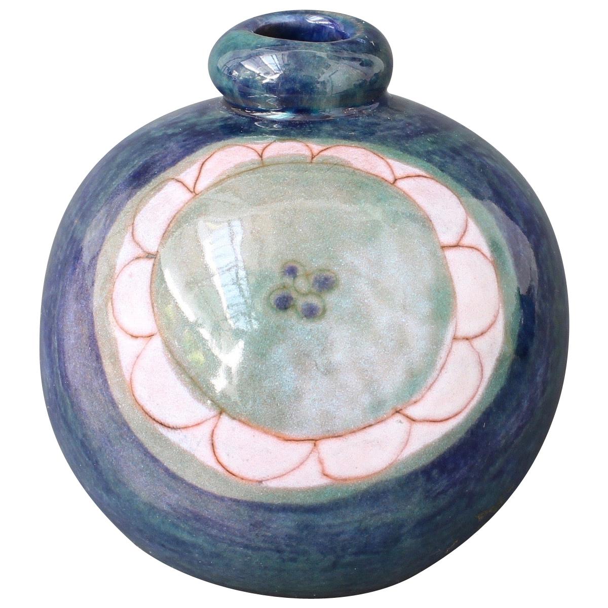 Vase décoratif en céramique à motif de tournesol par Cloutier Brothers, vers 1970 en vente