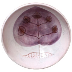 Decorative Ceramic Vide-Poche / Bowl with Plant Motif by Cloutier Brothers
