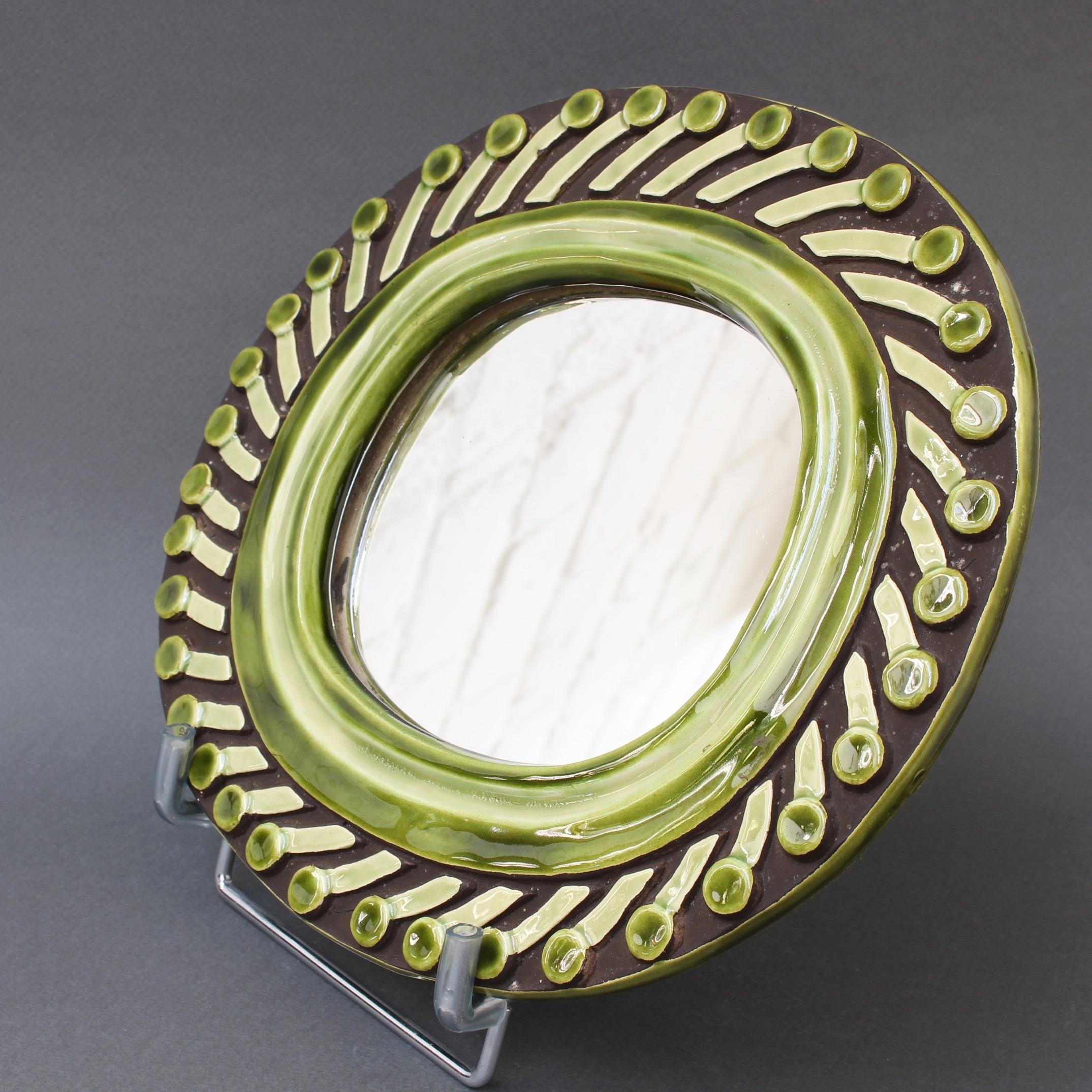 Decorative Ceramic Wall Mirror by François Lembo, 'circa 1960s' 2