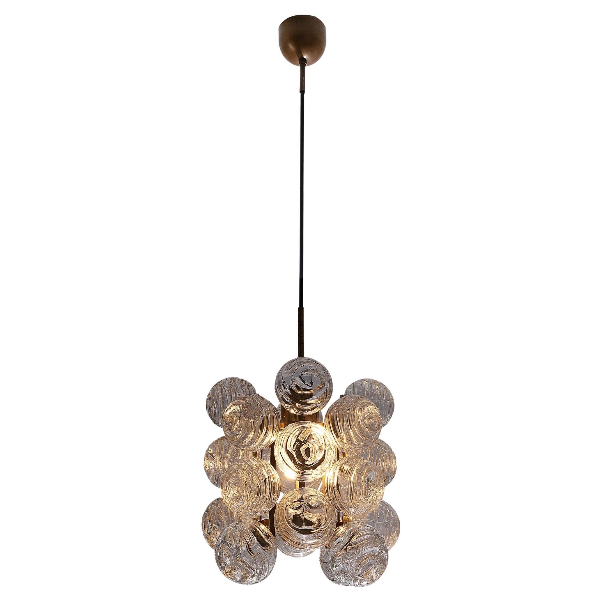 Decorative Chandelier in Glass and Brass