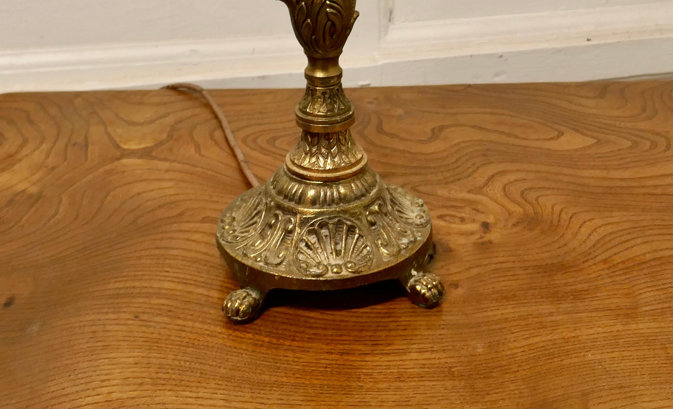 20th Century Decorative Chased Brass Table Lamp For Sale