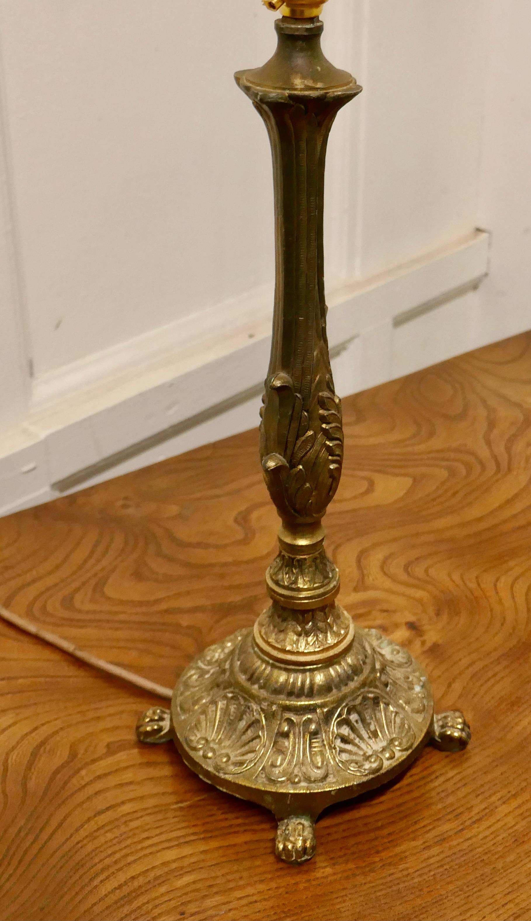 Decorative Chased Brass Table Lamp For Sale 1
