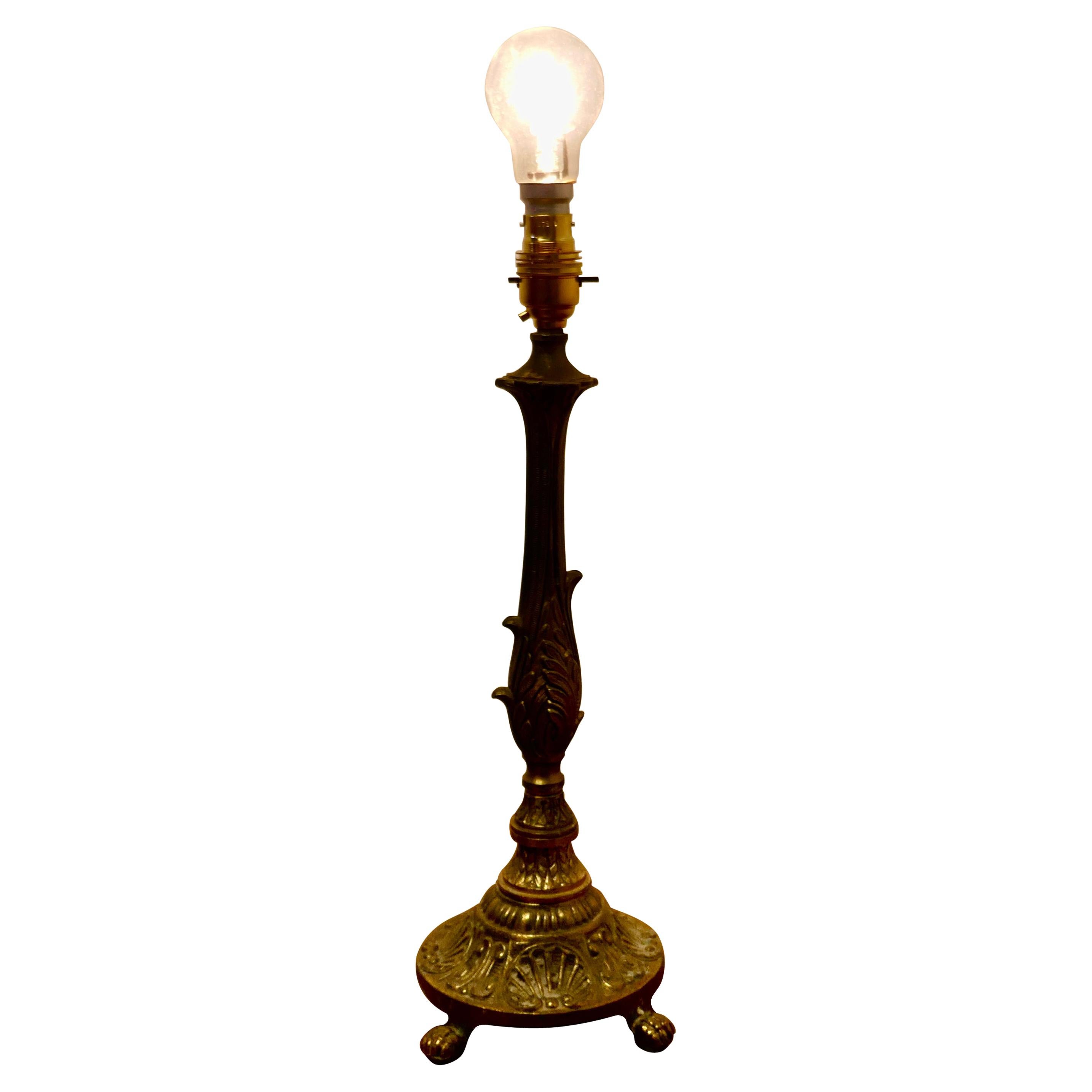 Decorative Chased Brass Table Lamp