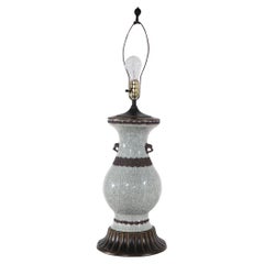  Decorative Chinese Crackle Glaze Ormolu Mount Vase Table Lamp 