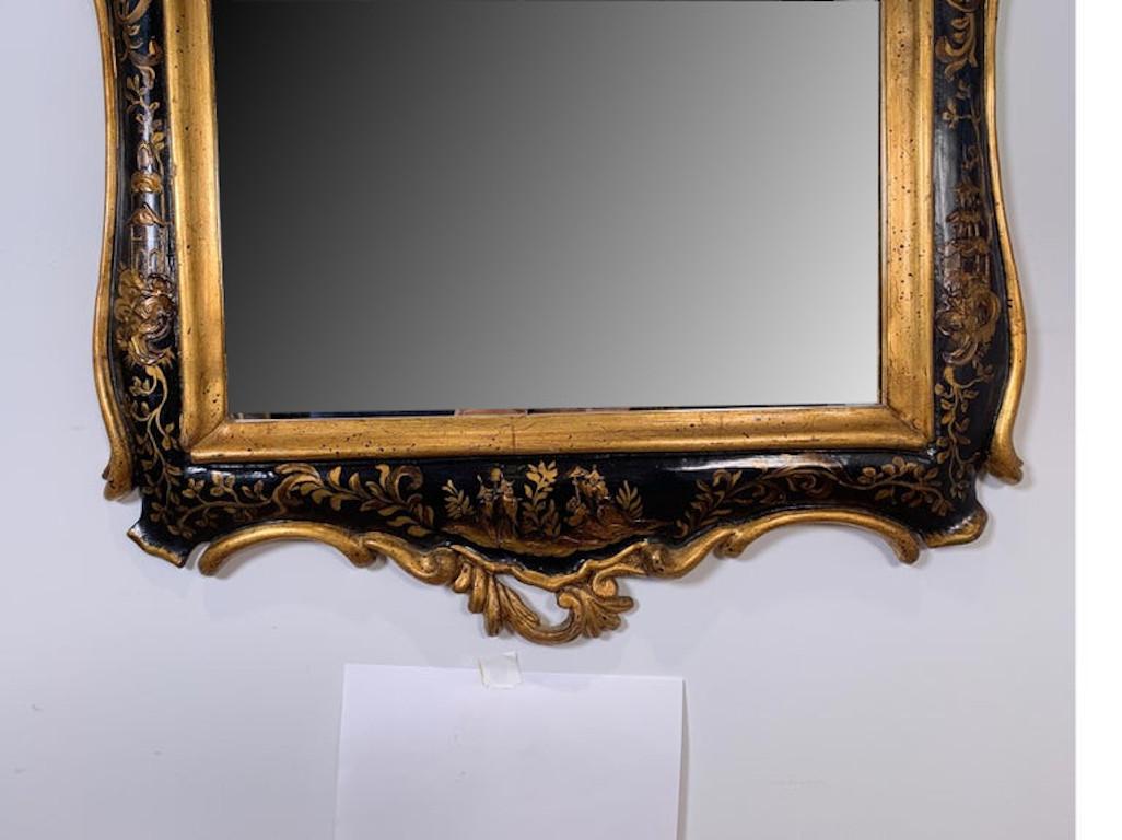 Decorative Chinoiserie Gold Gilt and Black Asian Style Mirror 2