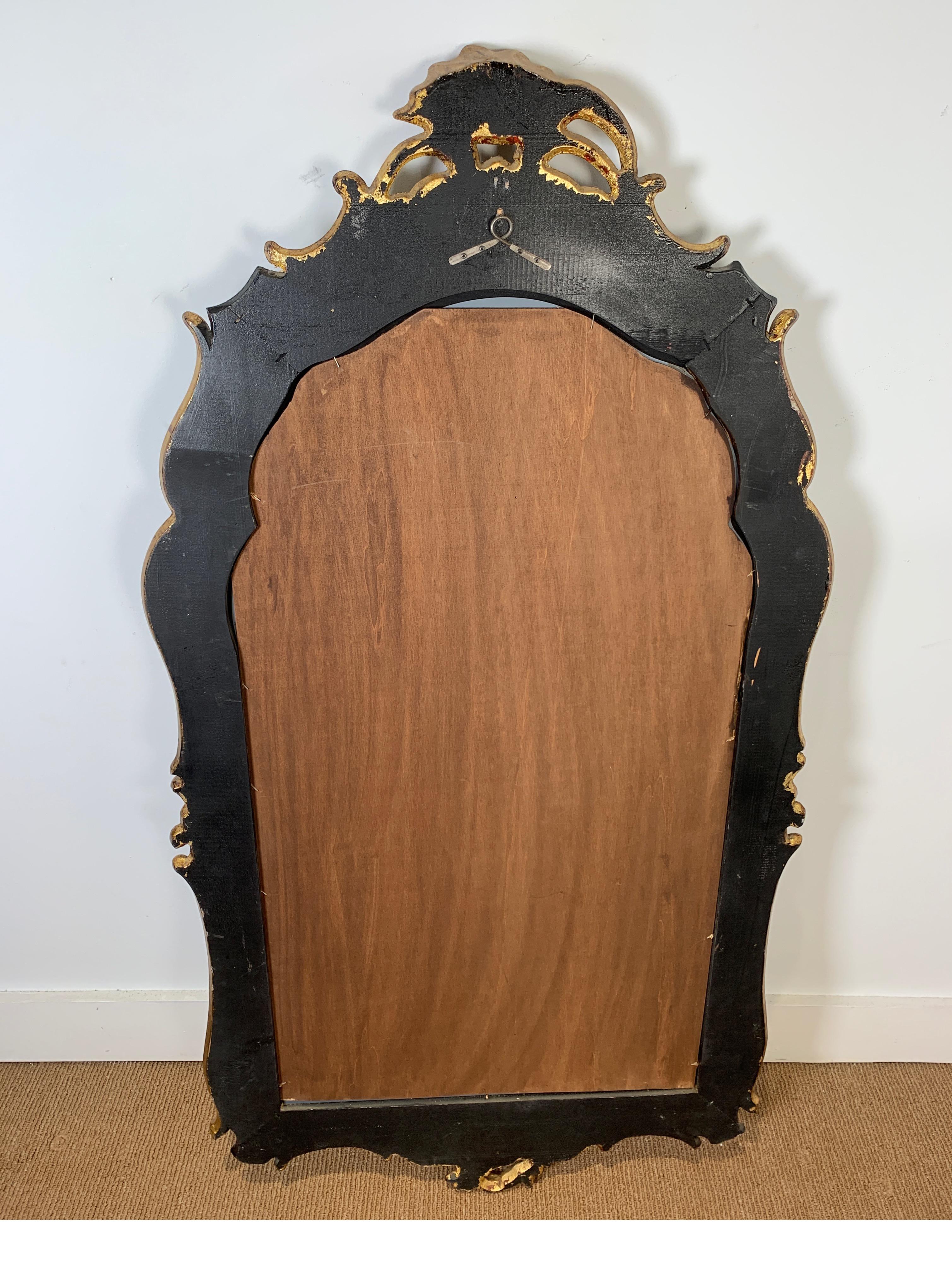 Decorative Chinoiserie Gold Gilt and Black Asian Style Mirror 3