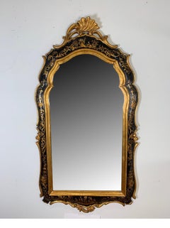 Decorative Chinoiserie Gold Gilt and Black Asian Style Mirror