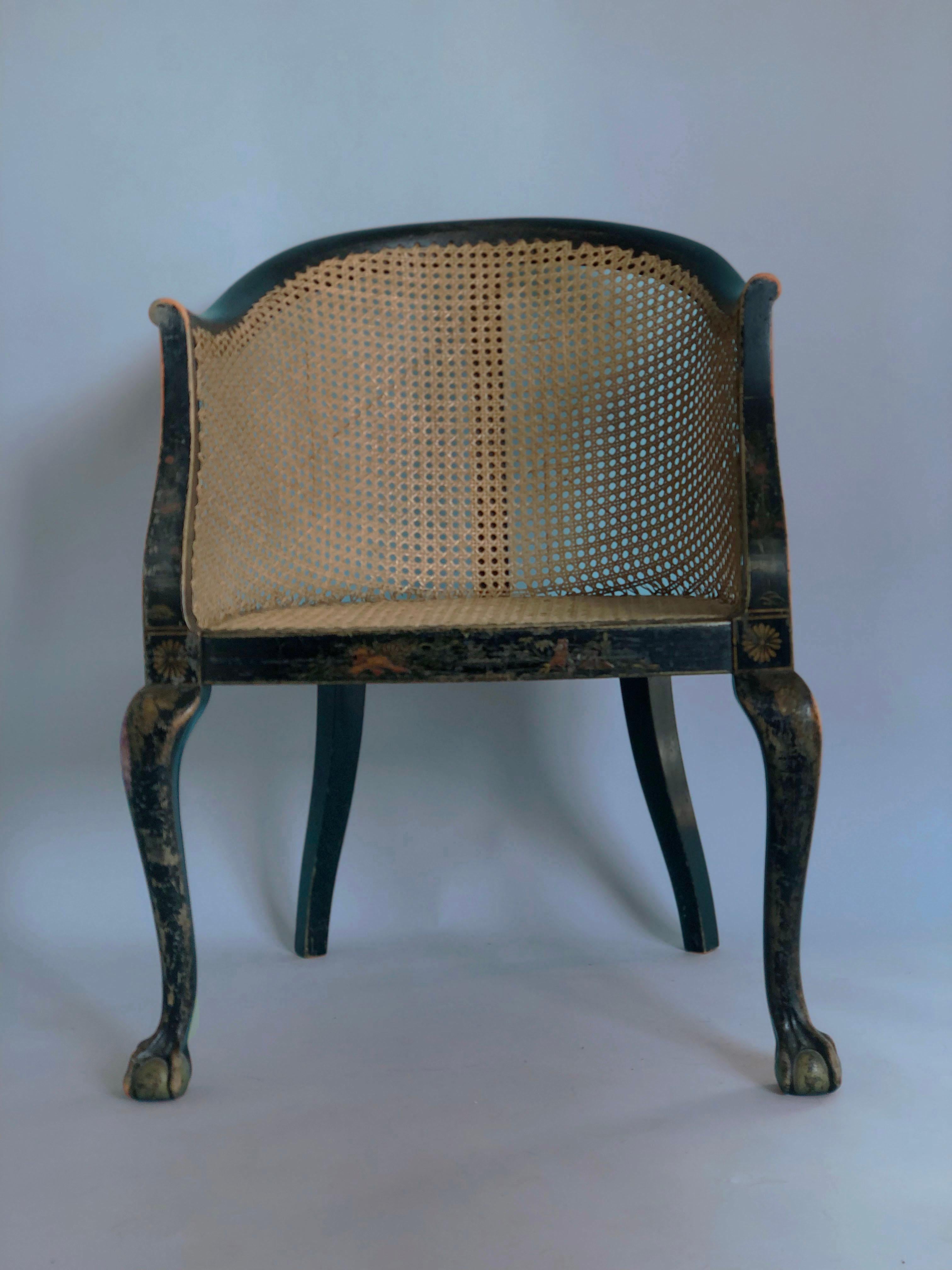 Decorative Chinoiserie Tub Chair with Cane United KIngdom 1900s 3