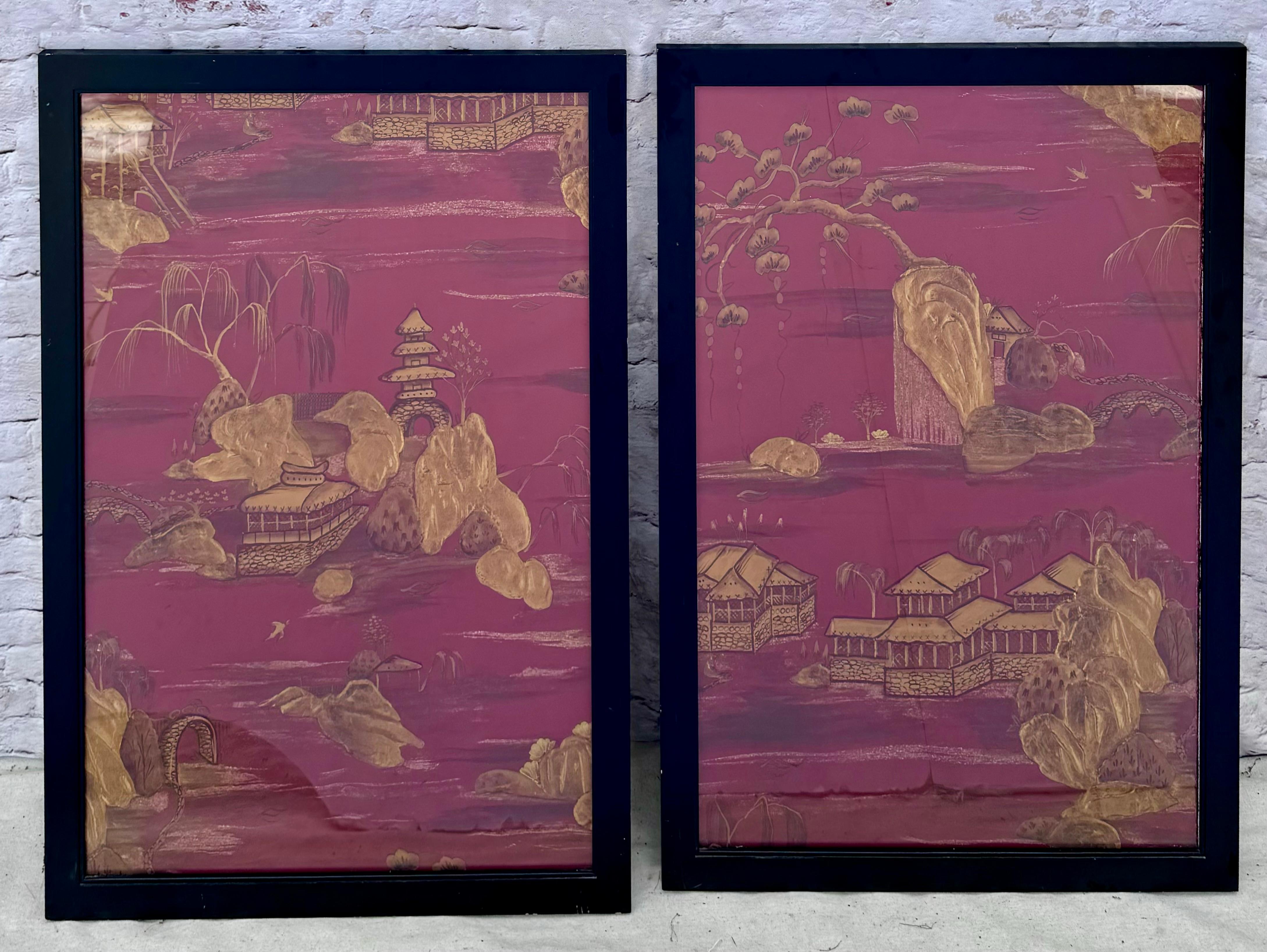 Paneles decorativos de papel pintado Chinoiserie en venta 5