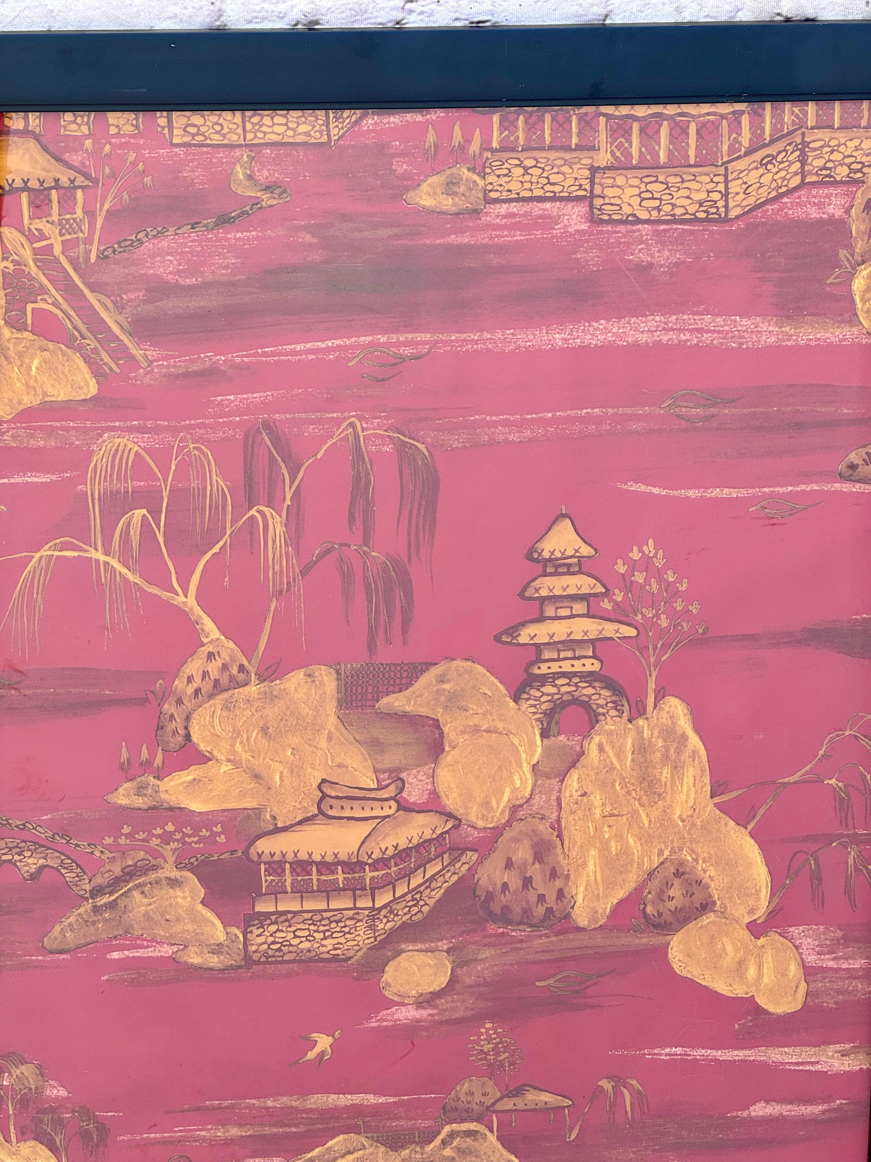 Paneles decorativos de papel pintado Chinoiserie siglo XX en venta