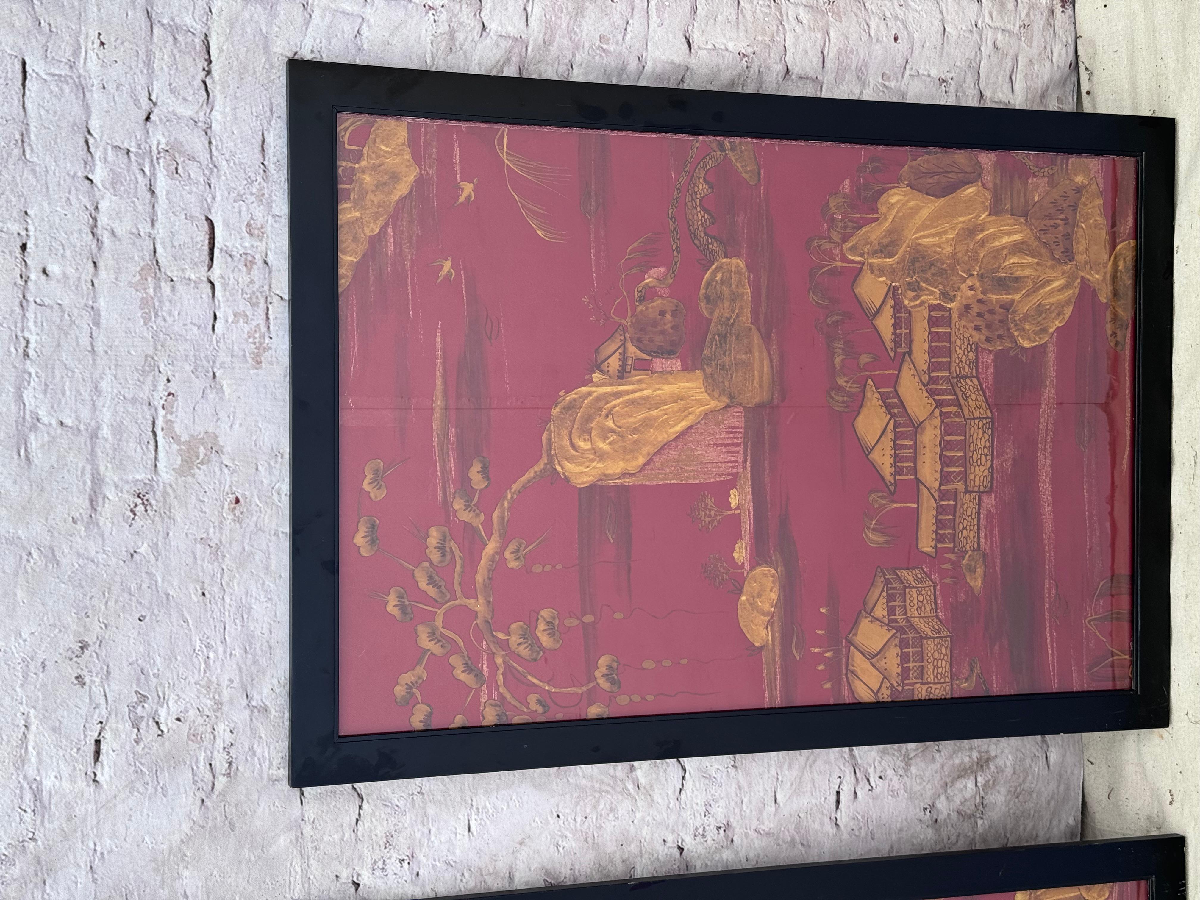 Paneles decorativos de papel pintado Chinoiserie en venta 2