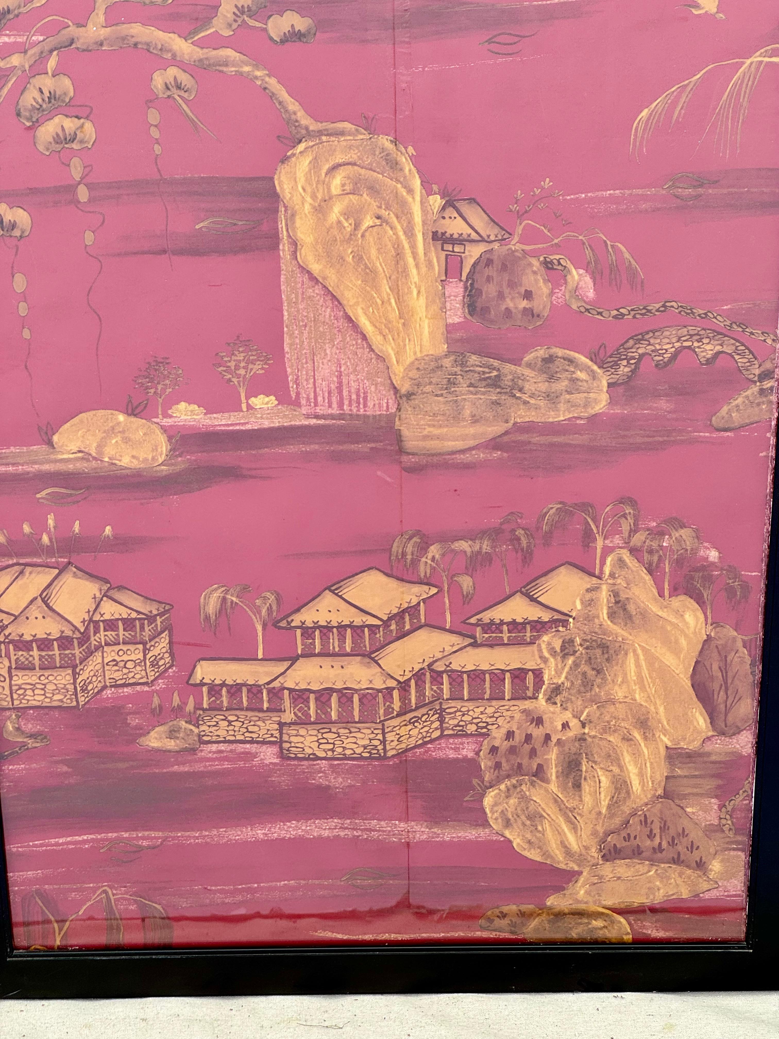 Paneles decorativos de papel pintado Chinoiserie en venta 3