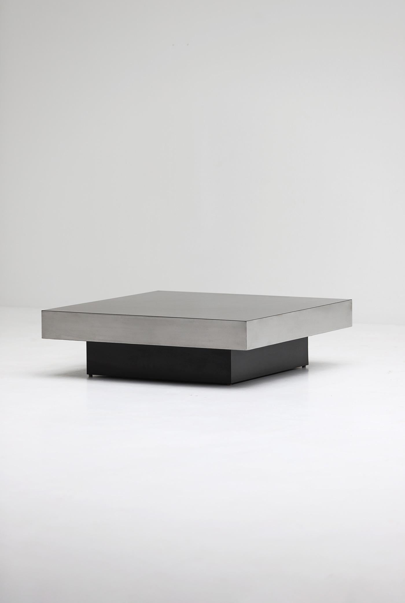 Chrome Decorative chrome and formica coffee table manufactured by Cidue, Italy 1970s For Sale