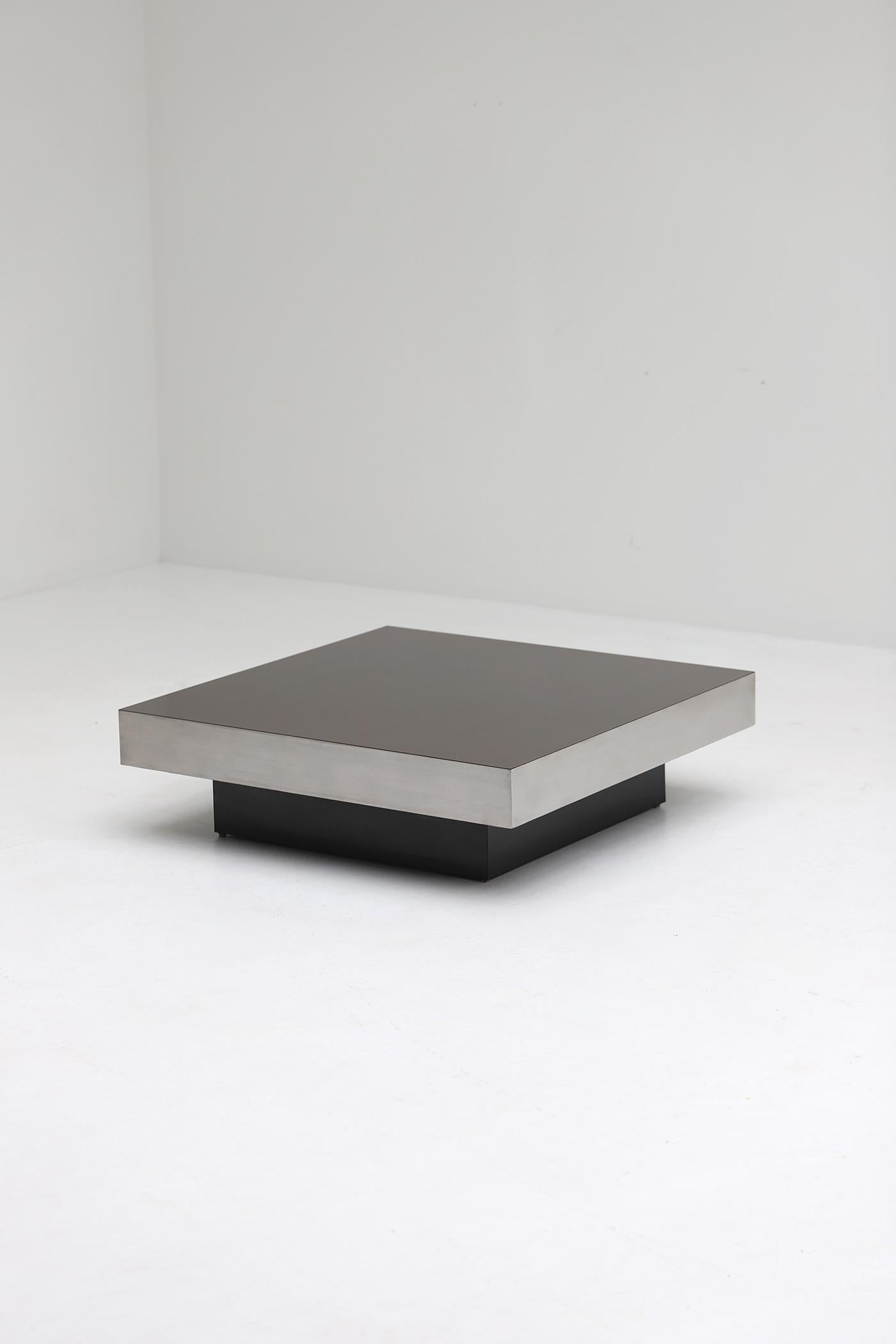 Decorative chrome and formica coffee table manufactured by Cidue, Italy 1970s For Sale 1