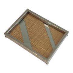 Decorative Chrome and Straw Vide-Poche, Italy, Circa 1970