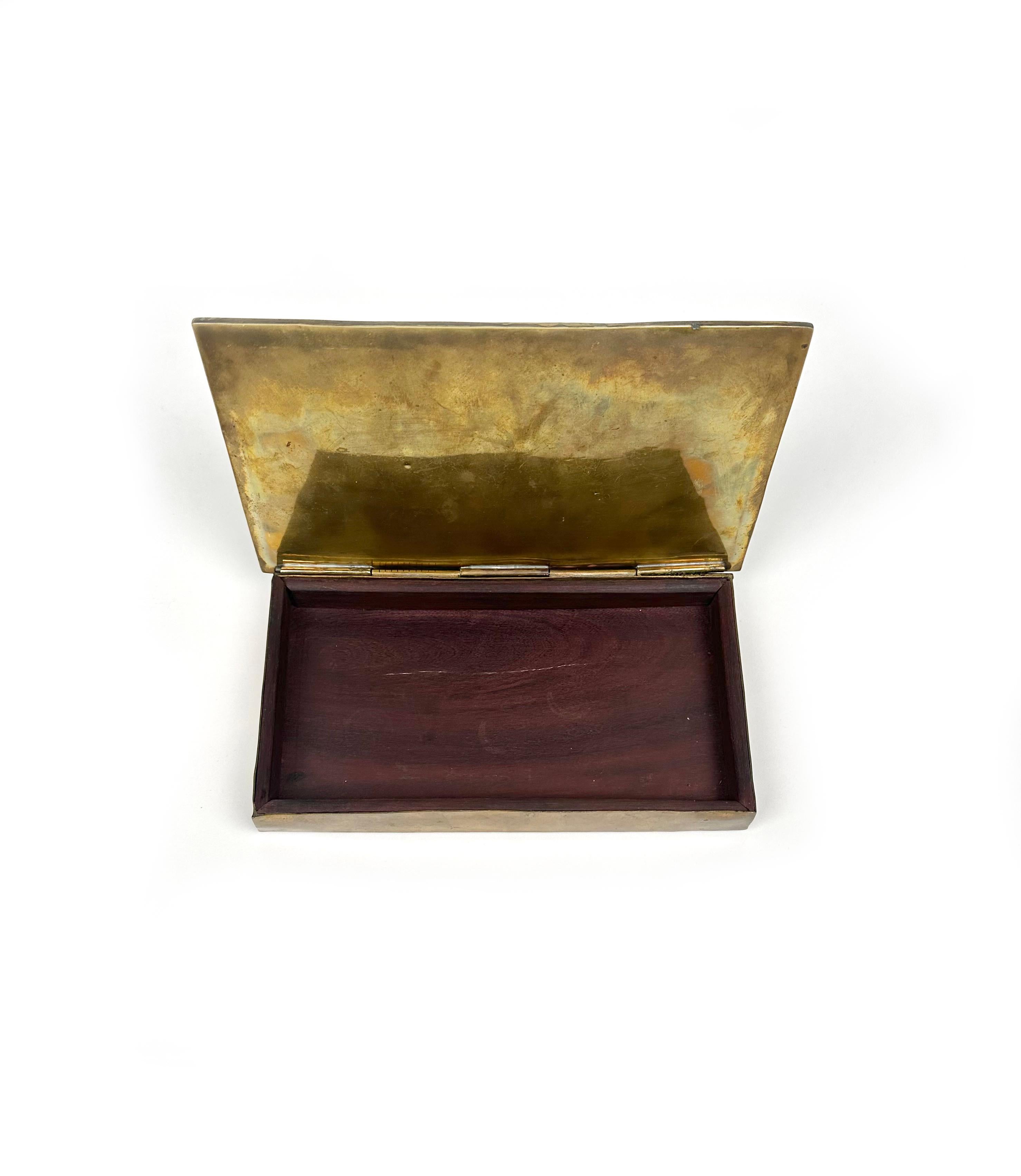 Decorative Cigar Box in Brass, Malachite and Wood, Mexico, 1960s For Sale 3