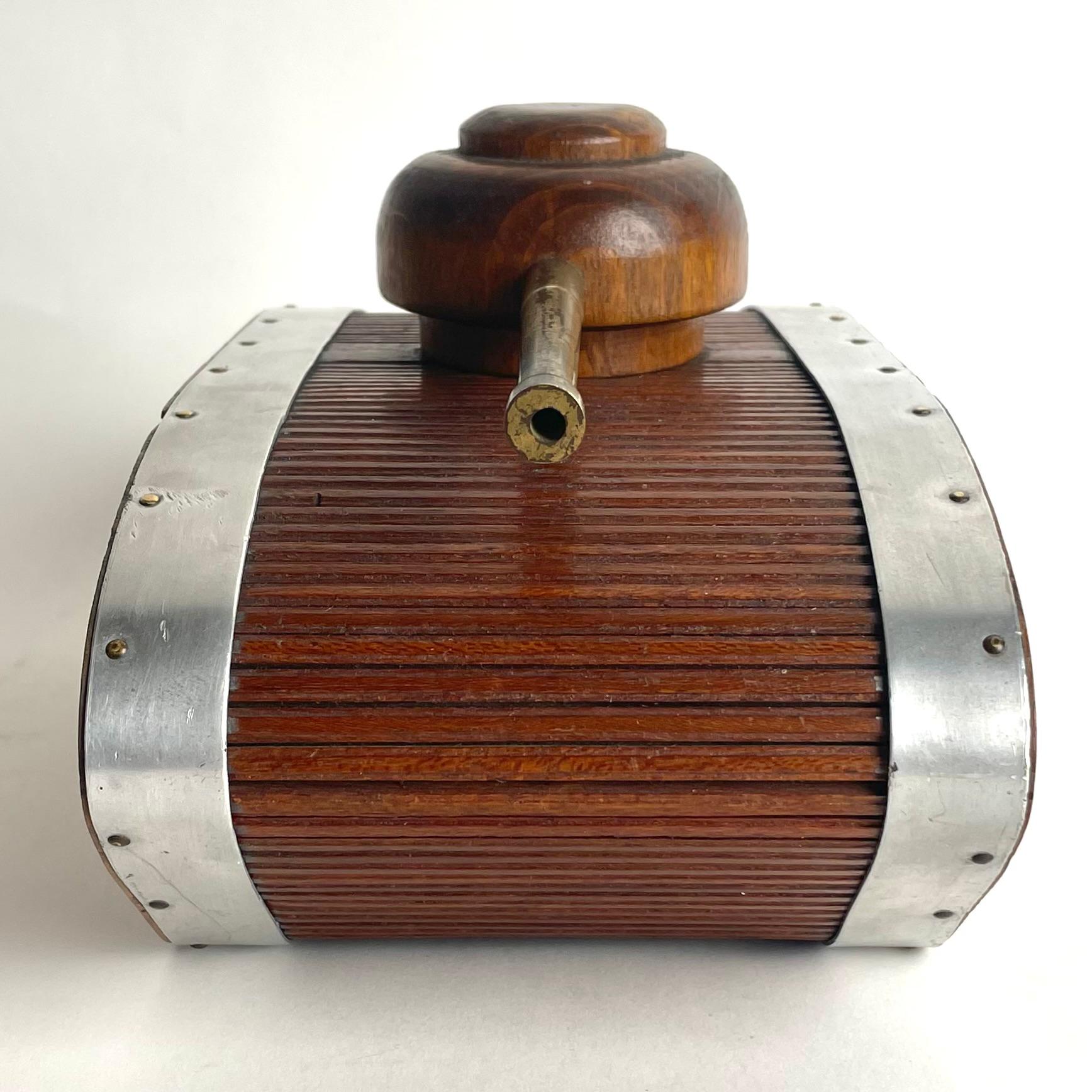 Mid-20th Century Decorative Cigar or Cigarette Box in the shape of a tank from the 1940s For Sale