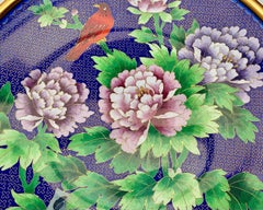 Decorative Cloisonne Plate, China, 1980s Vintage Brass & Enamel Plate