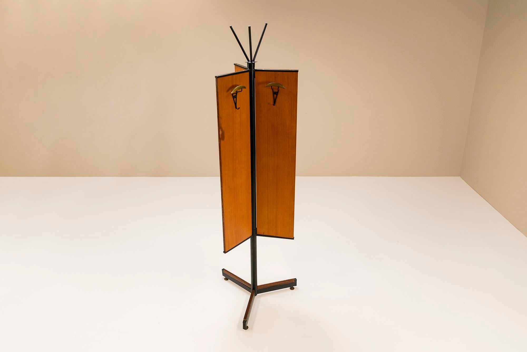 Decorative Coat Rack in Stained Metal and Teak in the Style of Gio Ponti, 1960s 3