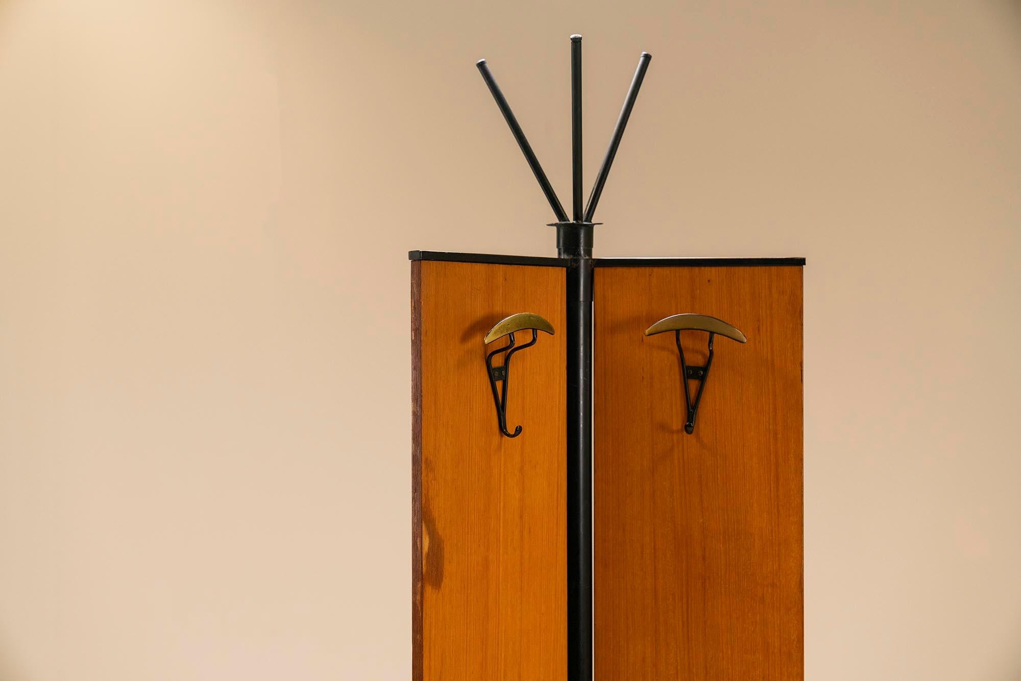 Decorative Coat Rack in Stained Metal and Teak in the Style of Gio Ponti, 1960s 4