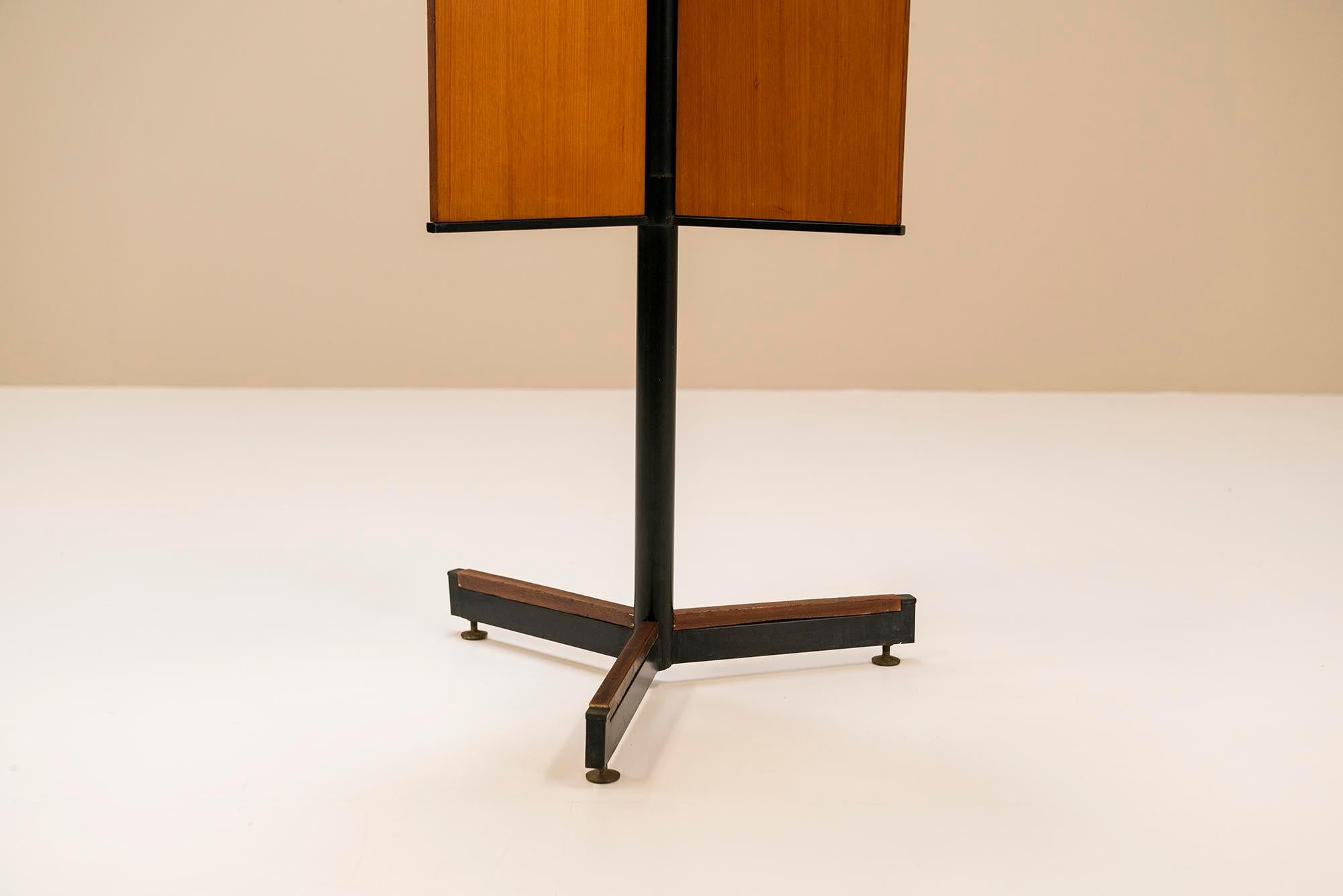 Italian Decorative Coat Rack in Stained Metal and Teak in the Style of Gio Ponti, 1960s