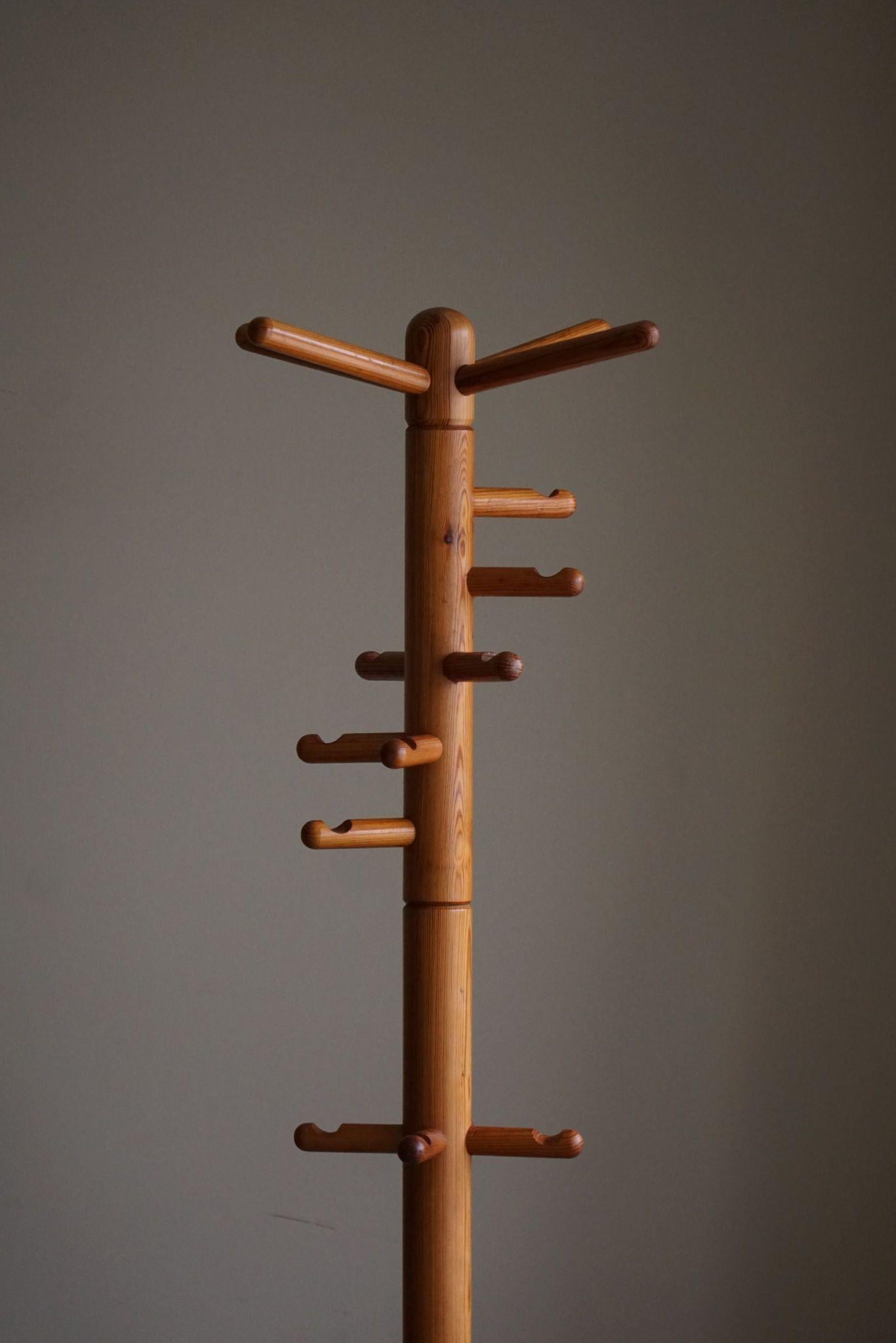20th Century Decorative Coat Stand in Solid Pine, Danish Mid Century Modern, 1970s For Sale