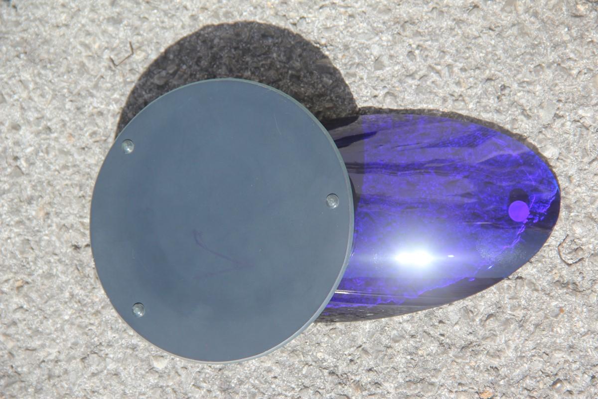Decorative Cobalt Blue Oval Crystal Bowl Italian Design, 1980 Mirror For Sale 1