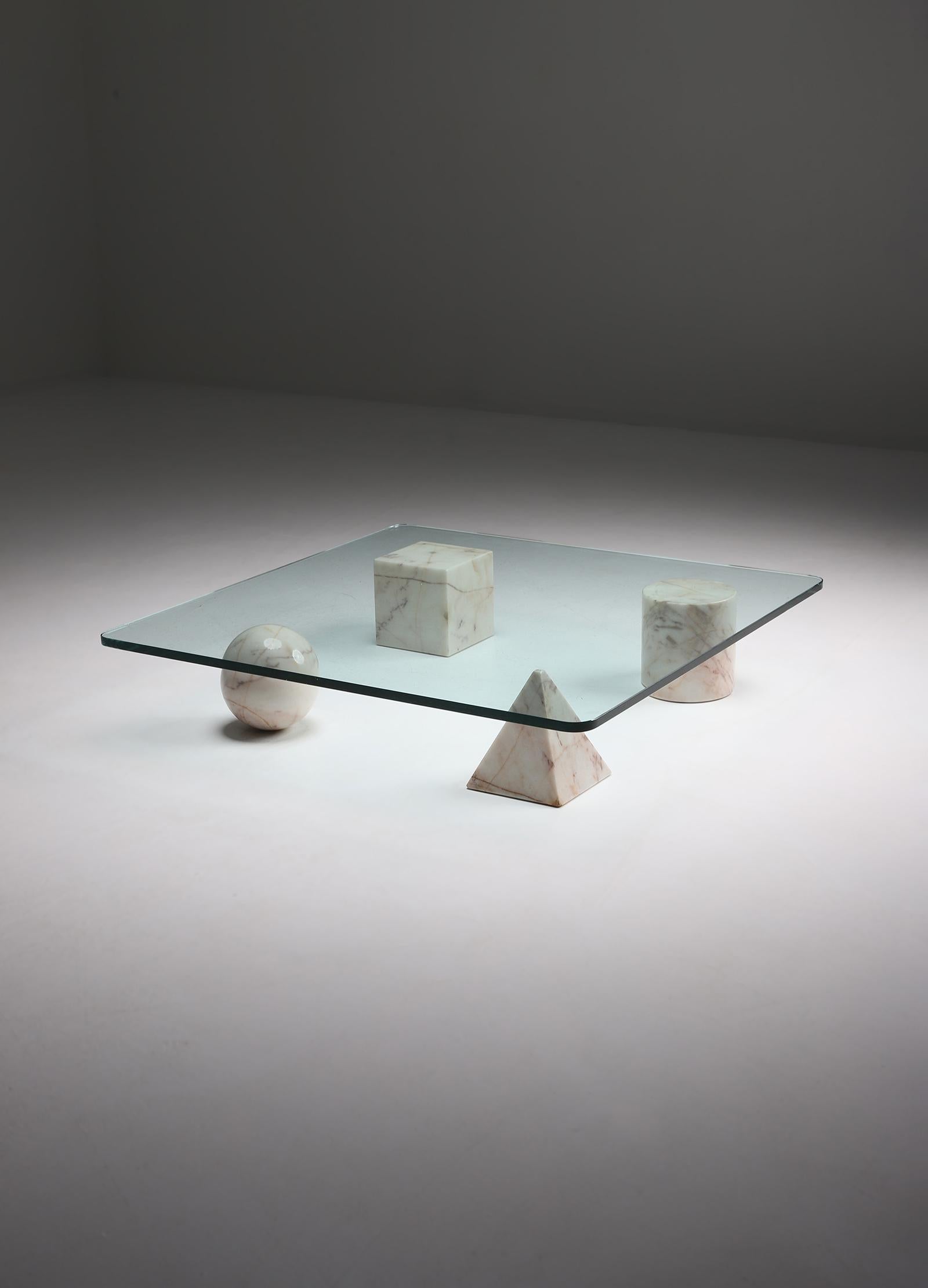 Glass Decorative Coffee Table by Lella and Massimo Vignelli, Designed in the 1970s