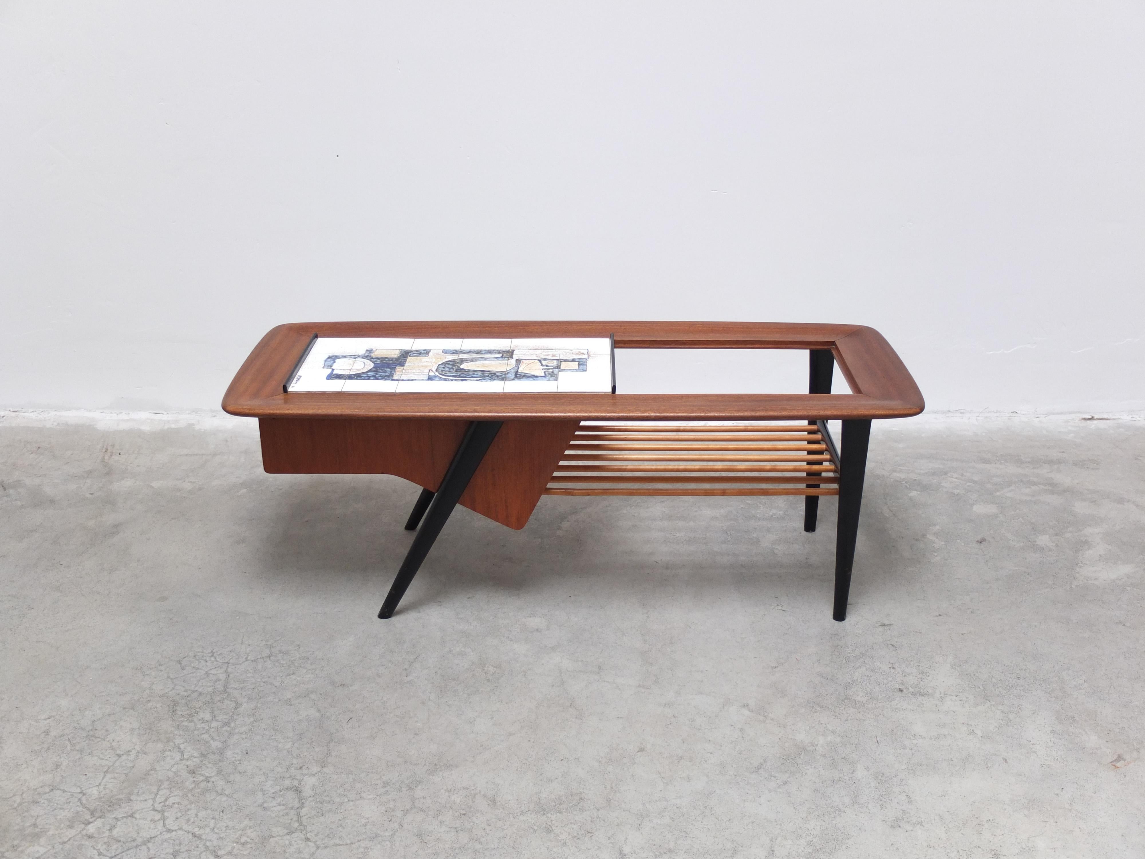 Mid-Century Modern Decorative Coffee Table with Bar by Alfred Hendrickx for Belform, 1957 For Sale